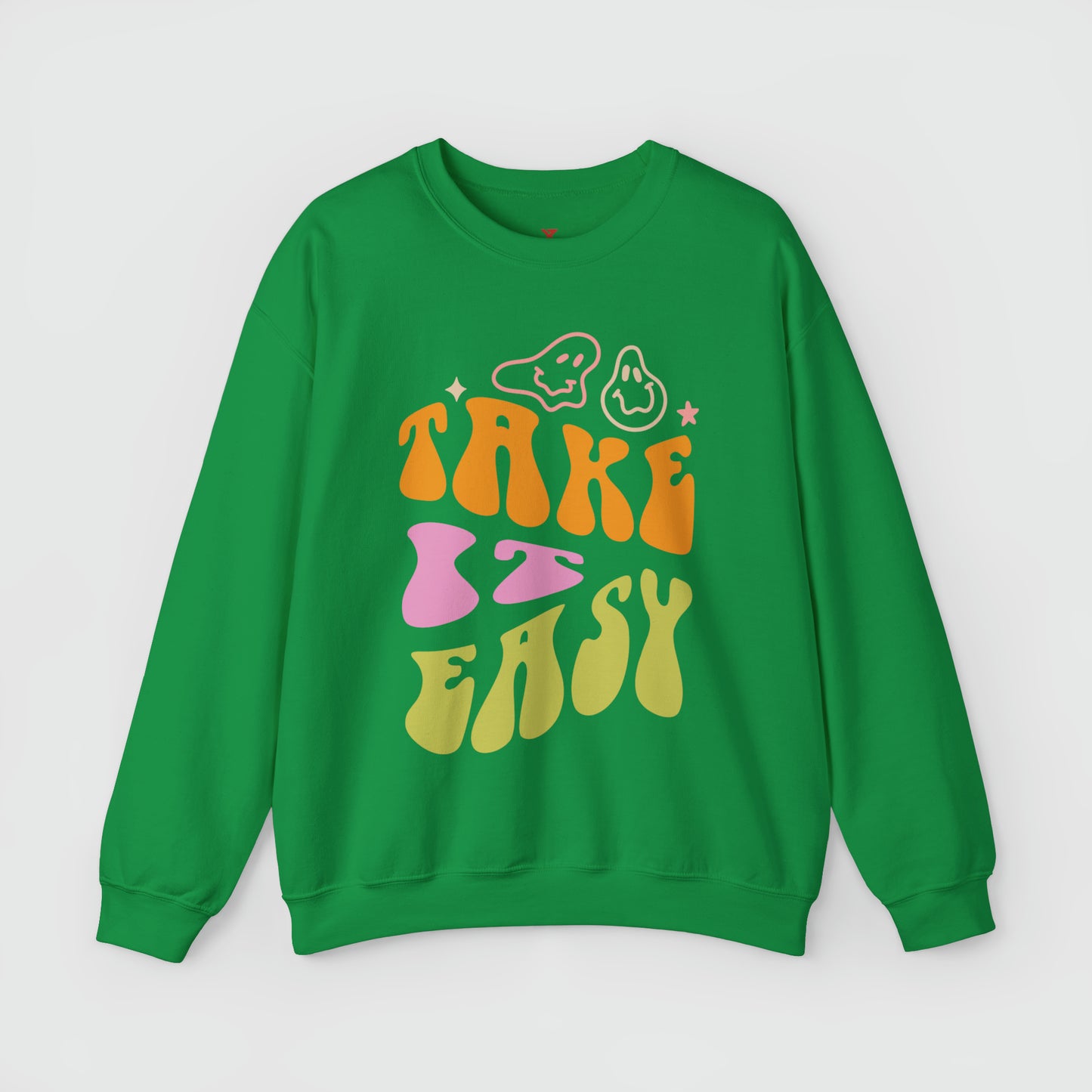 Take It Easy Crewneck Product Pic Front Irish Green