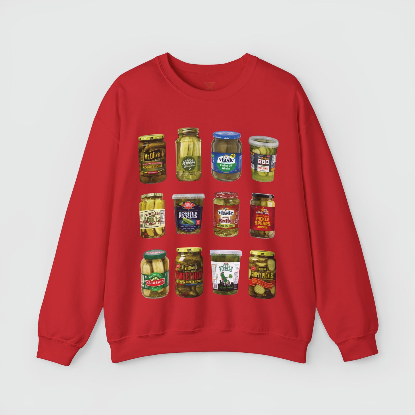 Pickle Lover Vintage Style Crewneck Product Pic Front Red
