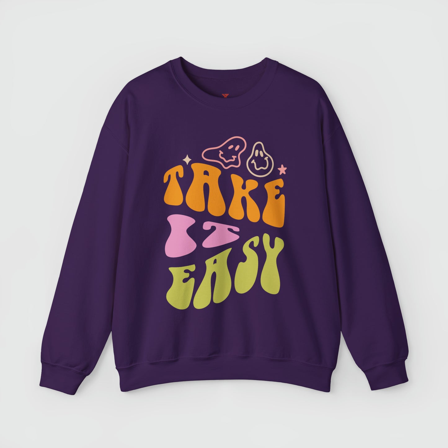Take It Easy Crewneck Product Pic Front Purple