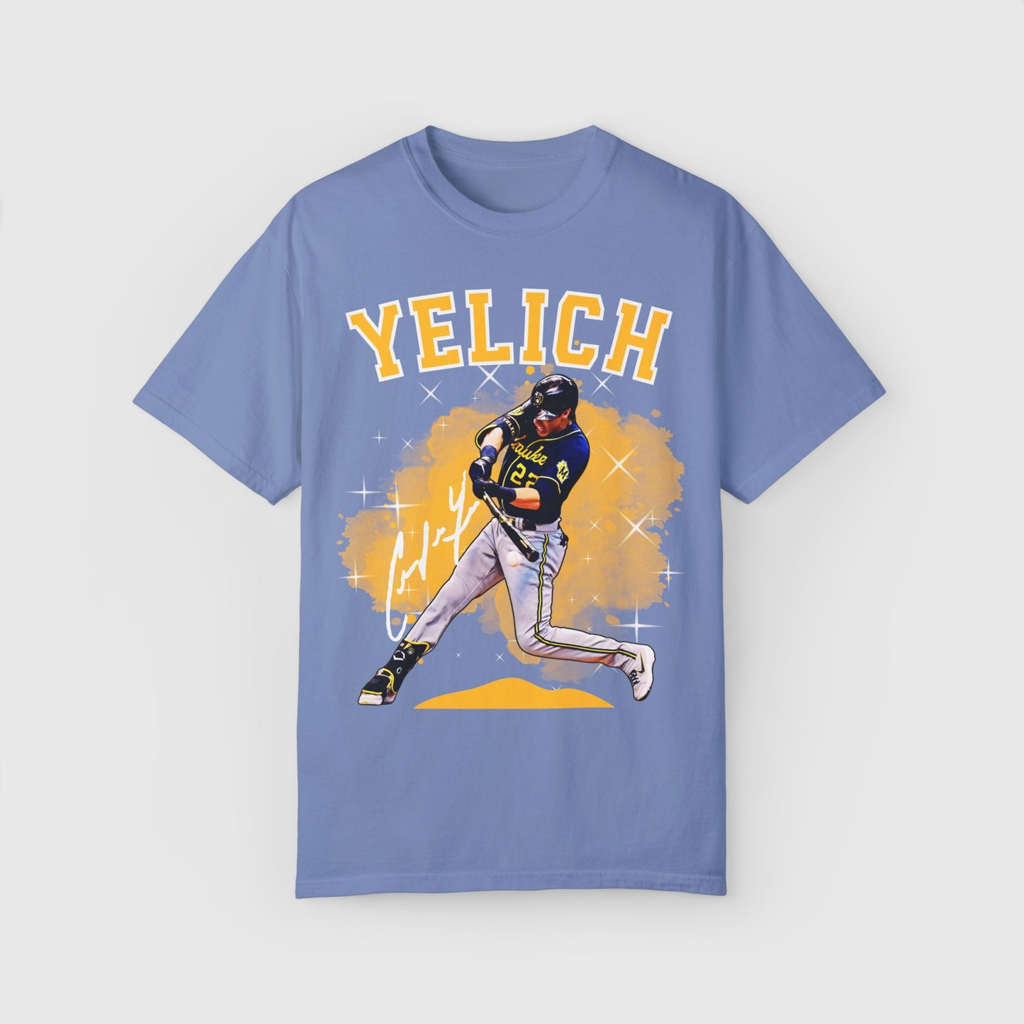 Christian Yelich Signature Tee Product Pic Front Washed Denim