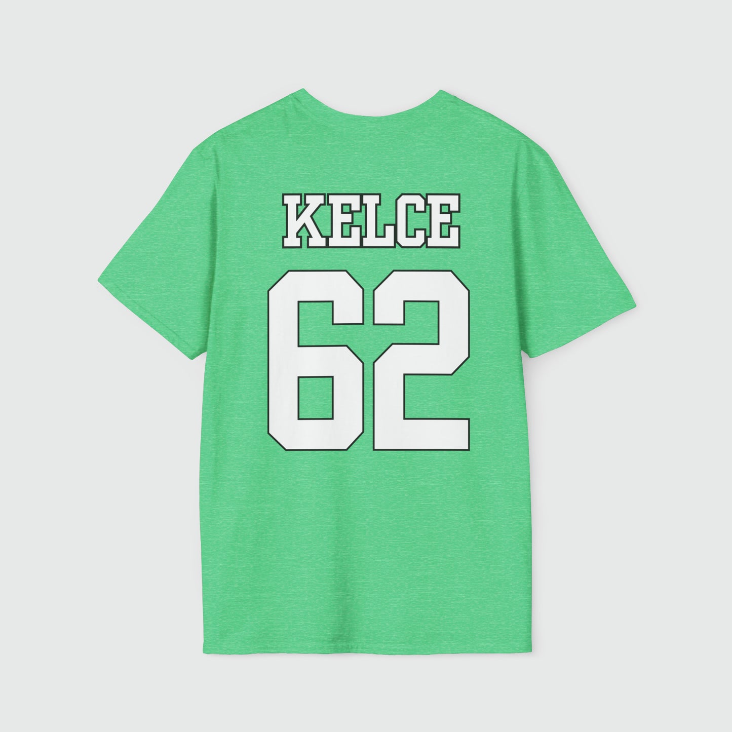 Jason Kelce Shirsey Product Pic Back Heather Irish Green
