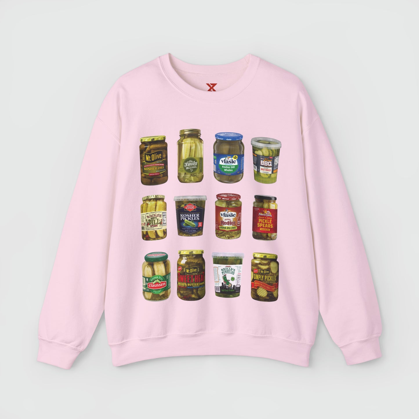 Pickle Lover Vintage Style Crewneck Product Pic Front Light Pink