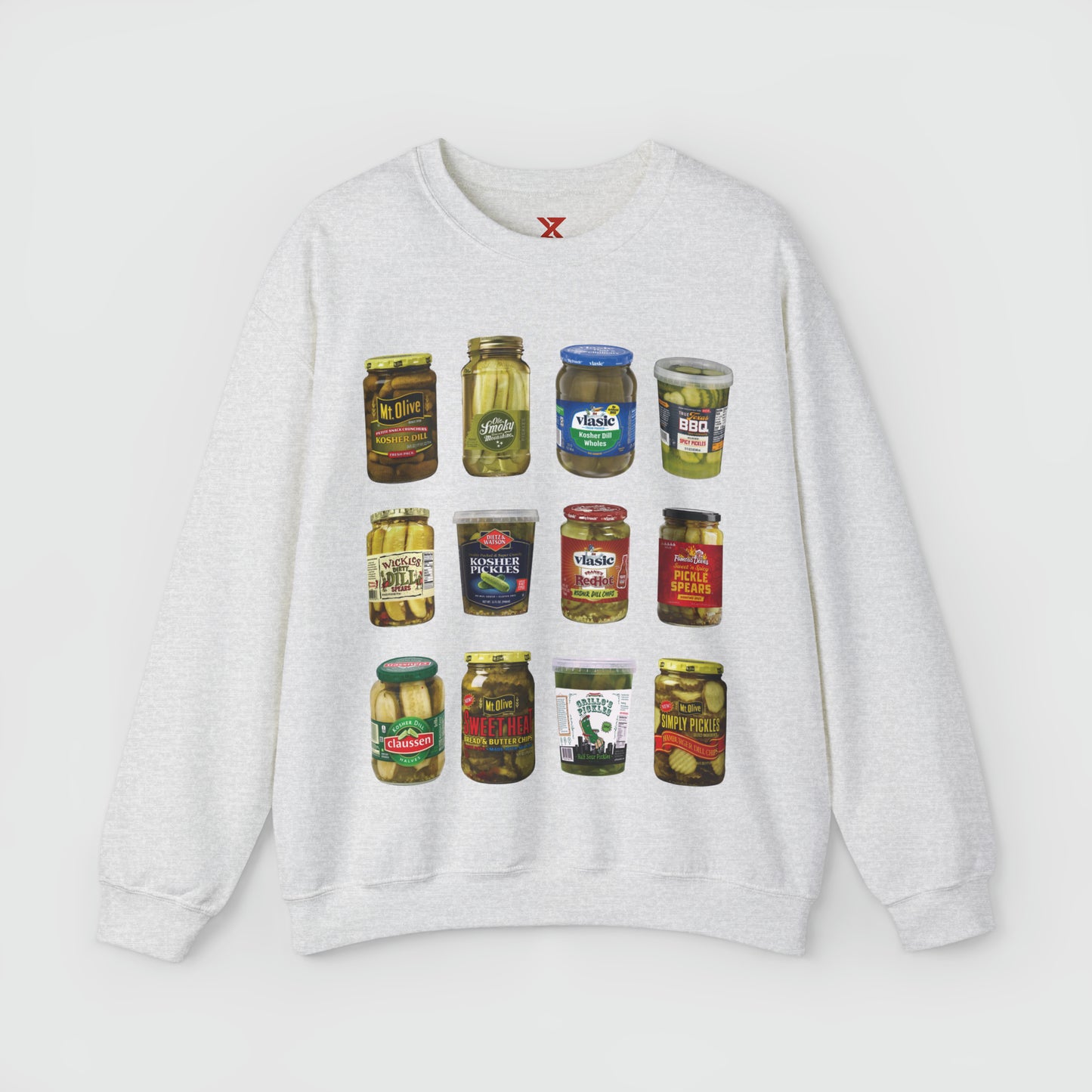 Pickle Lover Vintage Style Crewneck Product Pic Front Ash