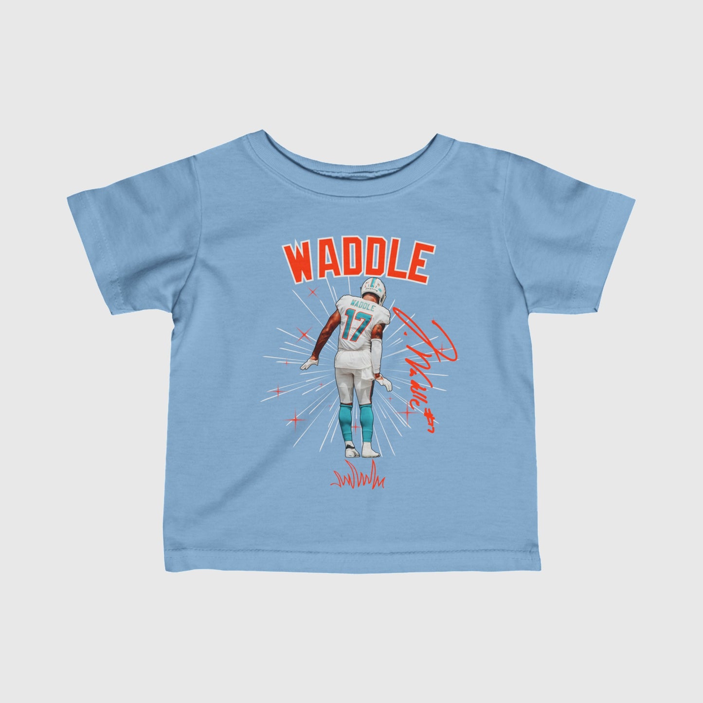 Infant Jaylen Waddle Signature Tee Product Pic Front Light Blue