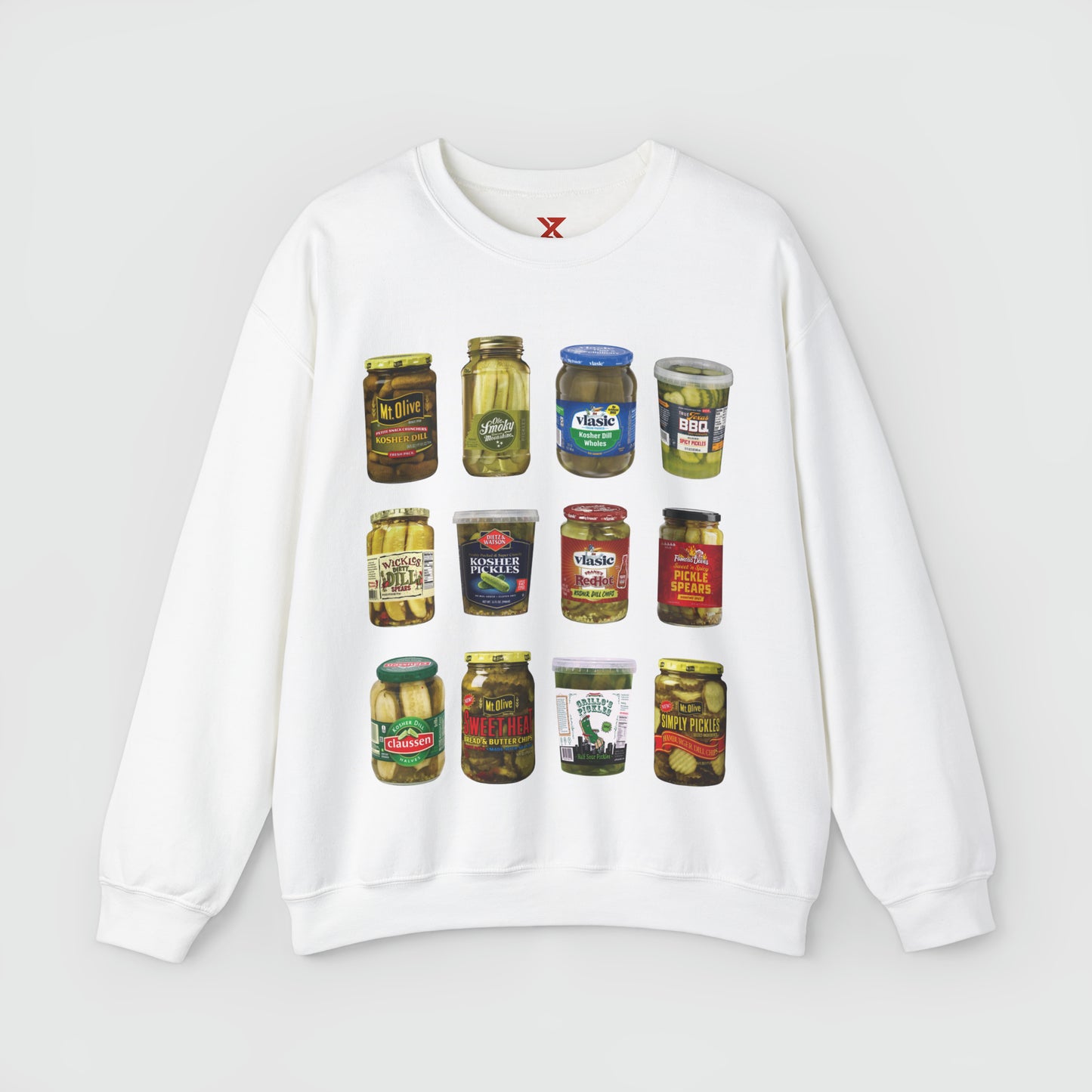 Pickle Lover Vintage Style Crewneck Product Pic Front White