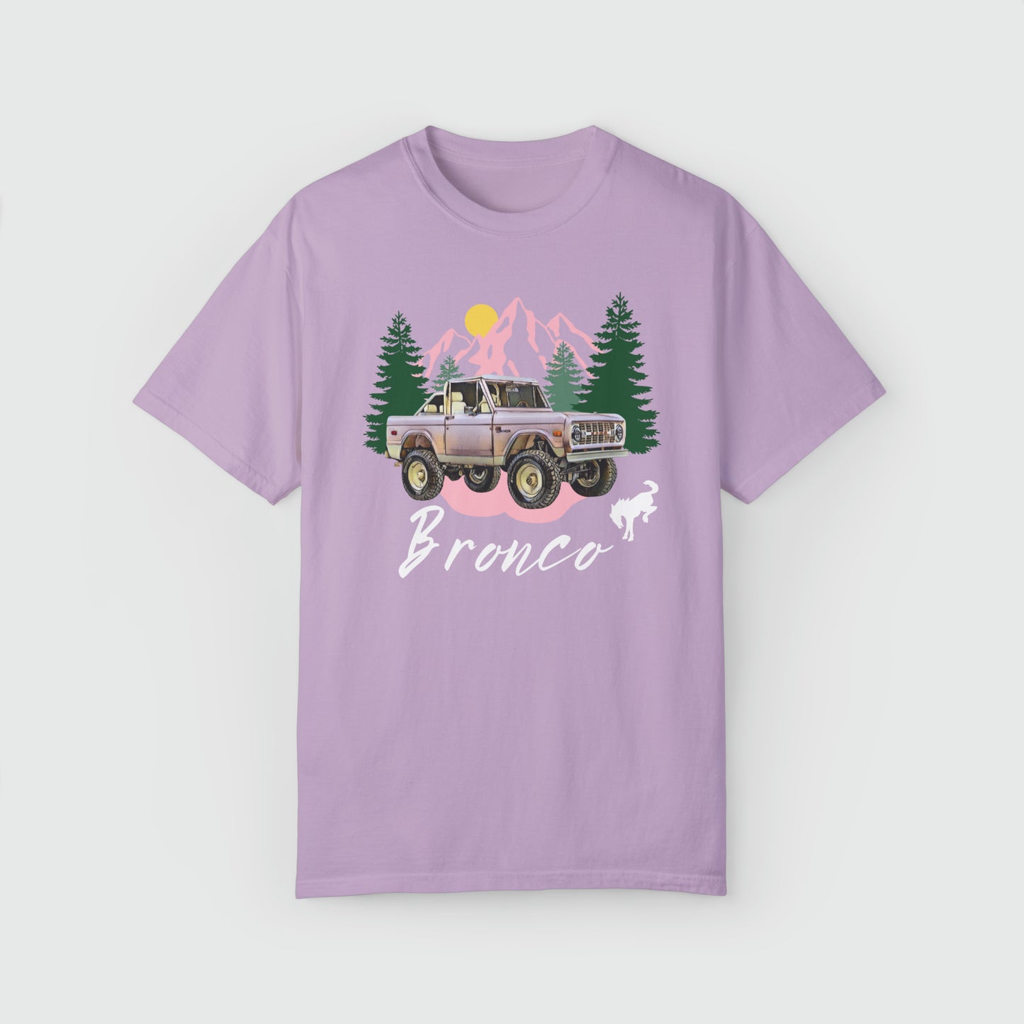 Ford Pink Bronco Vintage Tee Product Pic Front Orchid