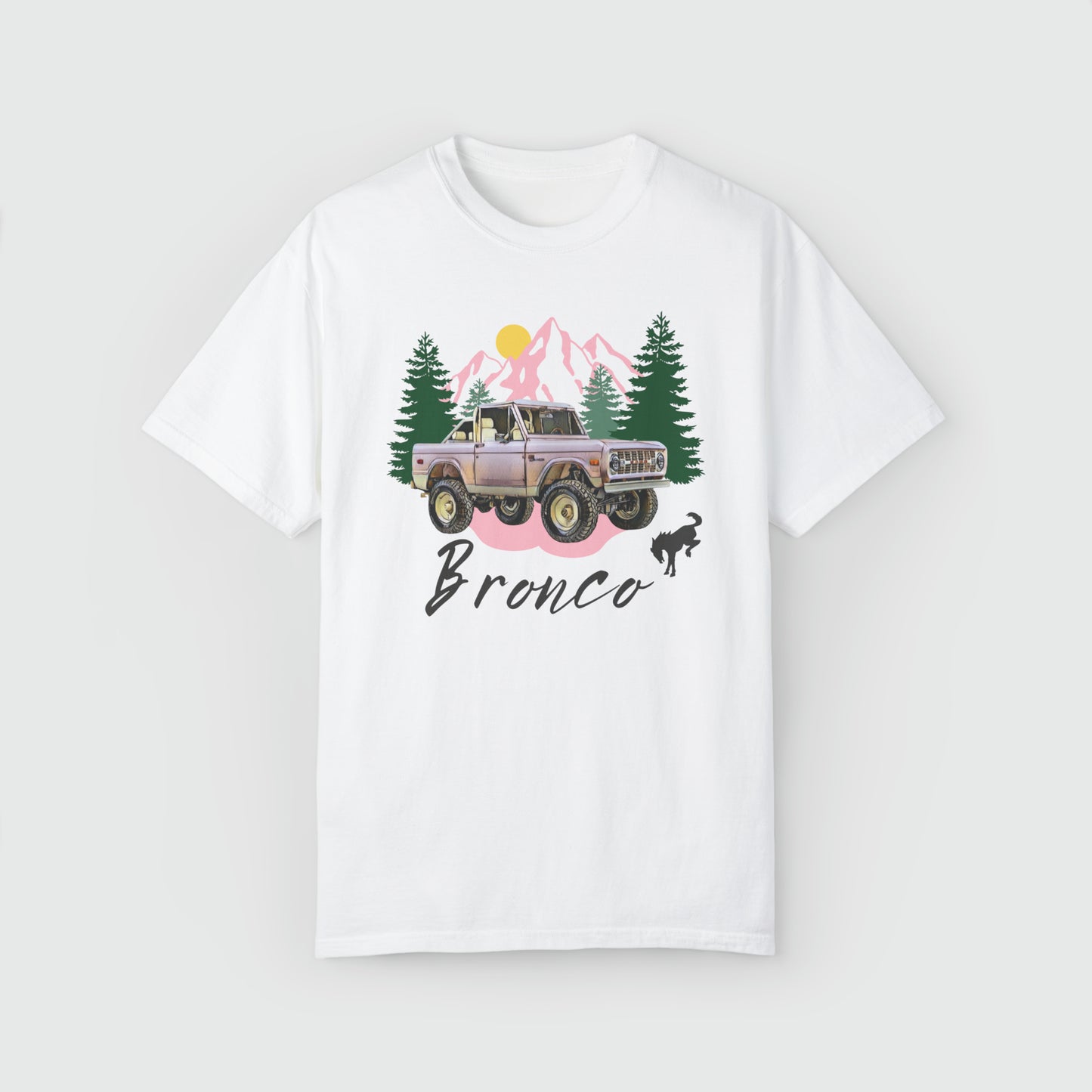 Ford Pink Bronco Vintage Tee Product Pic Front White