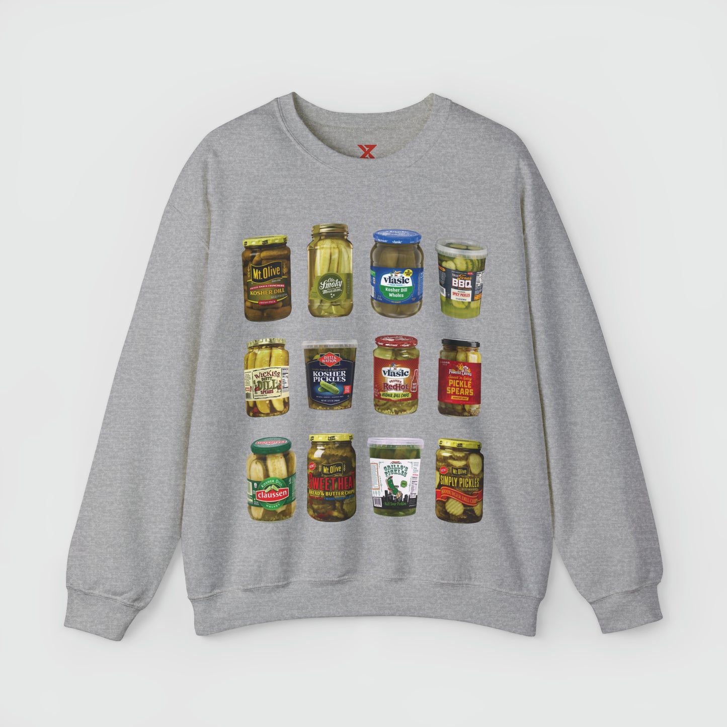 Pickle Lover Vintage Style Crewneck Product Pic Front Sport Grey