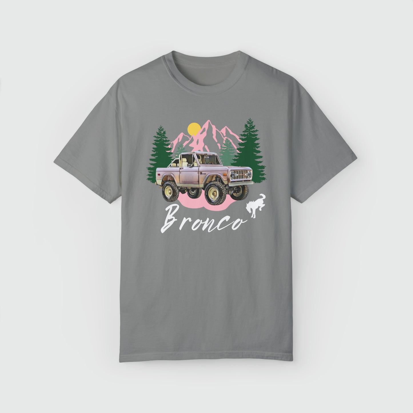 Ford Pink Bronco Vintage Tee Product Pic Front Granite