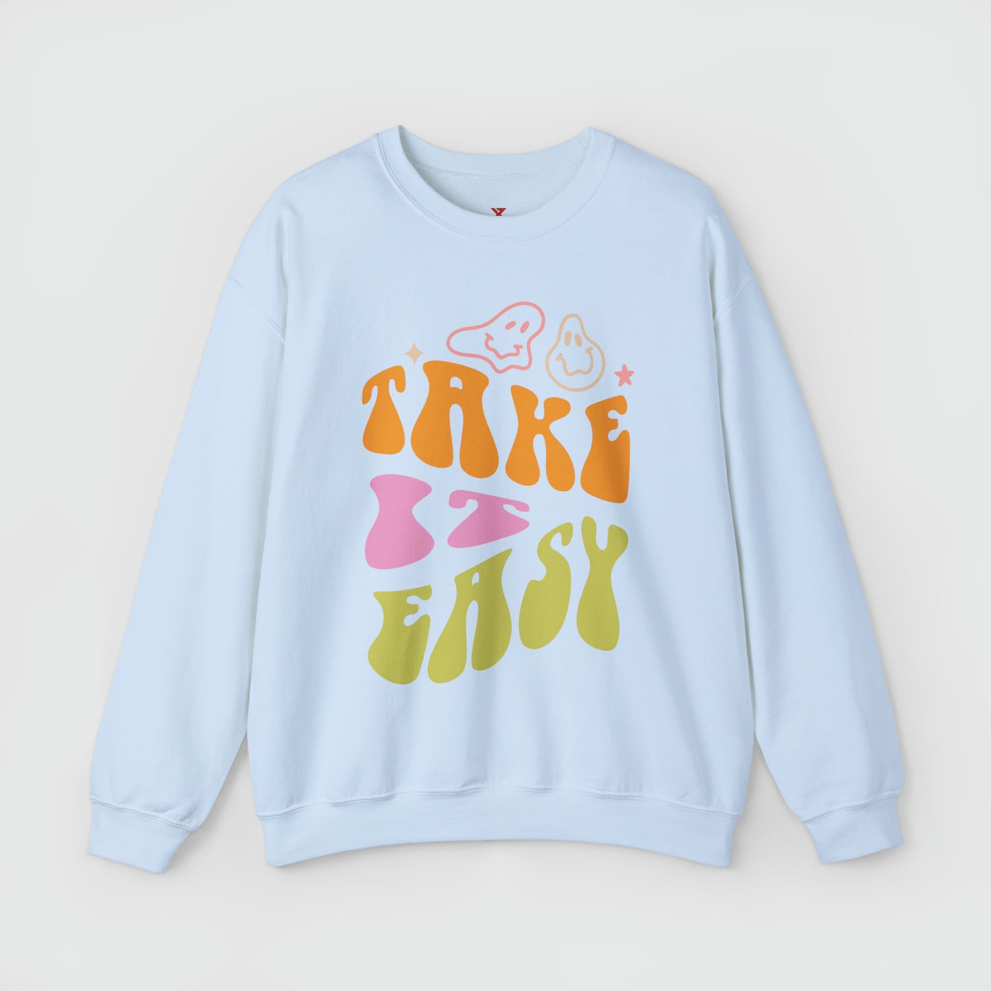 Take It Easy Crewneck Product Pic Front Light Blue