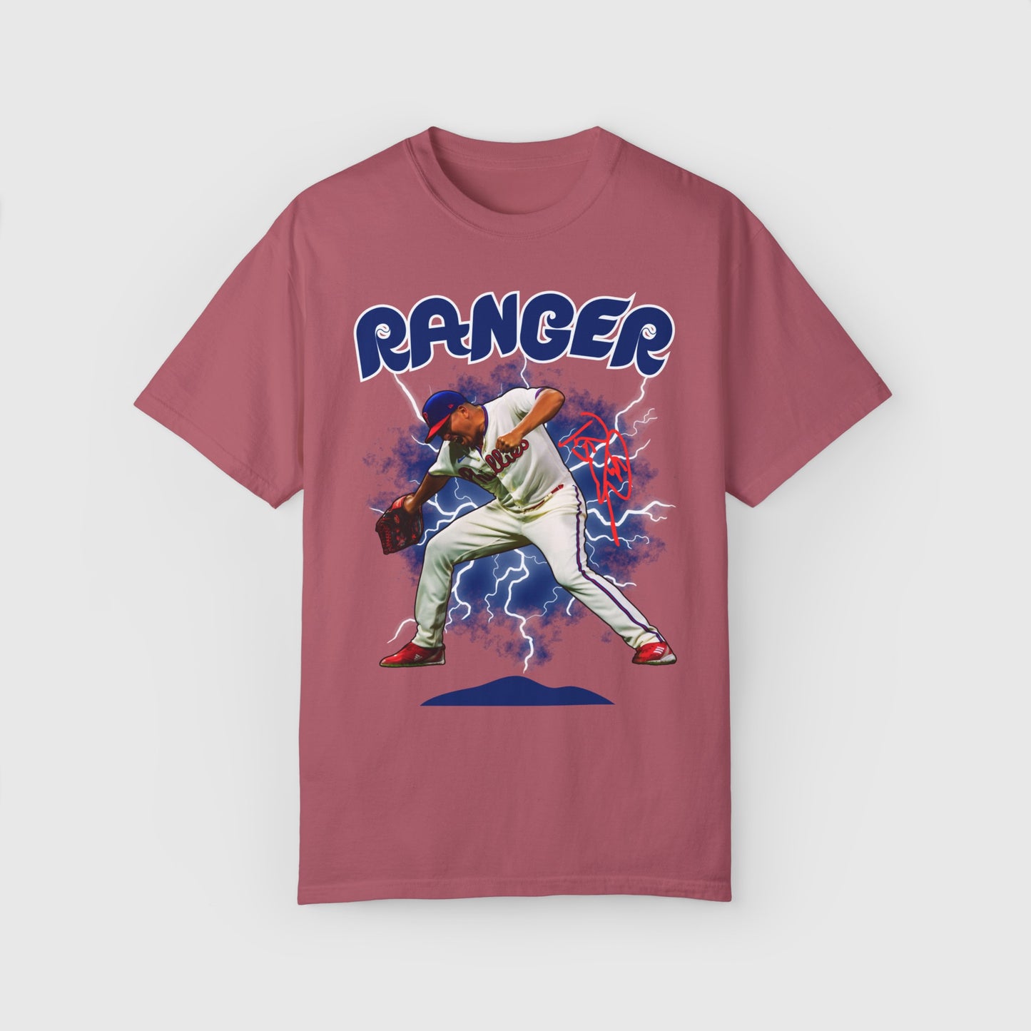 Ranger Suarez Signature Tee Product Pic Front Crimson