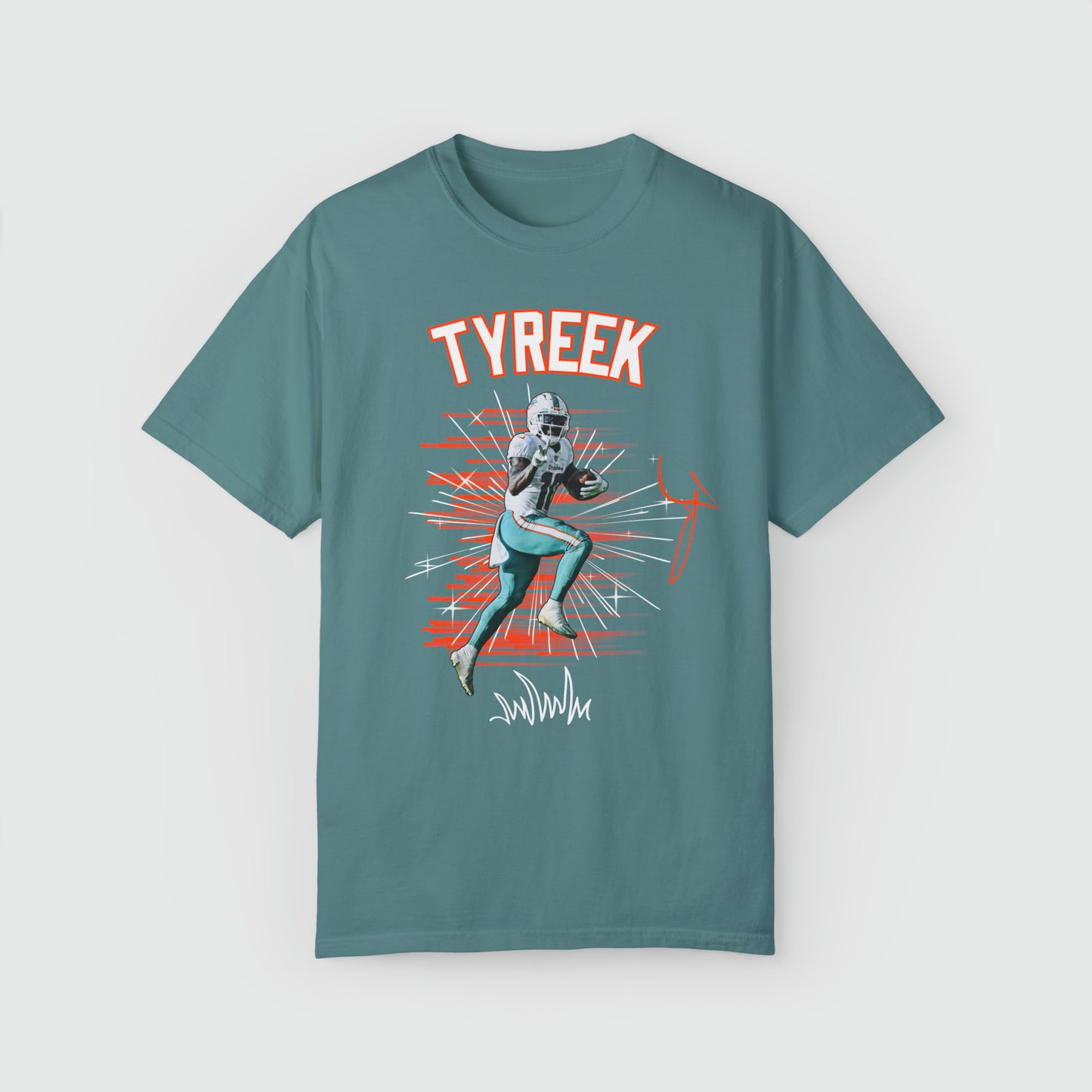 Tyreek Hill Signature Tee Peace Sign Product Pic Front Blue Spruce