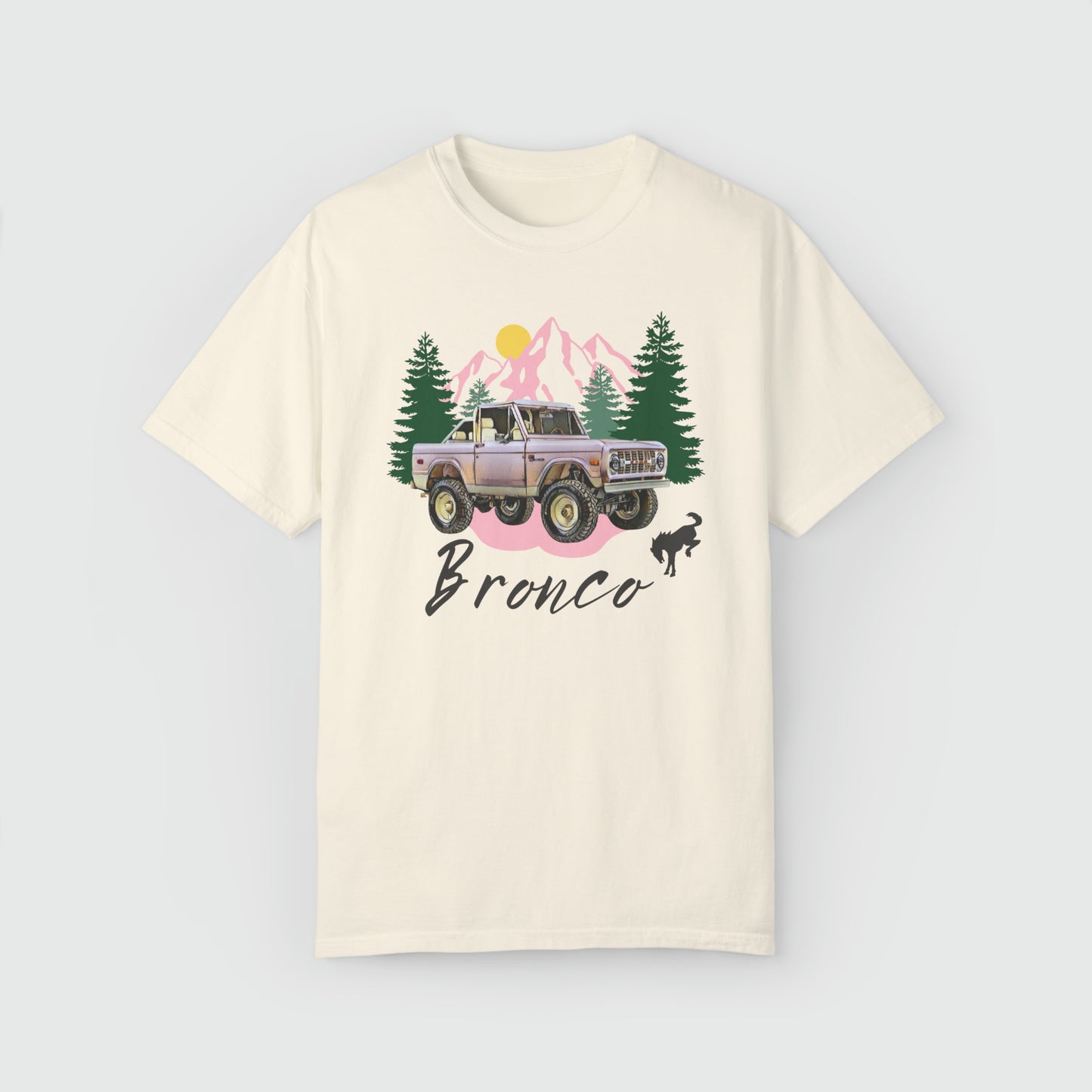 Ford Pink Bronco Vintage Tee Product Pic Front Ivory