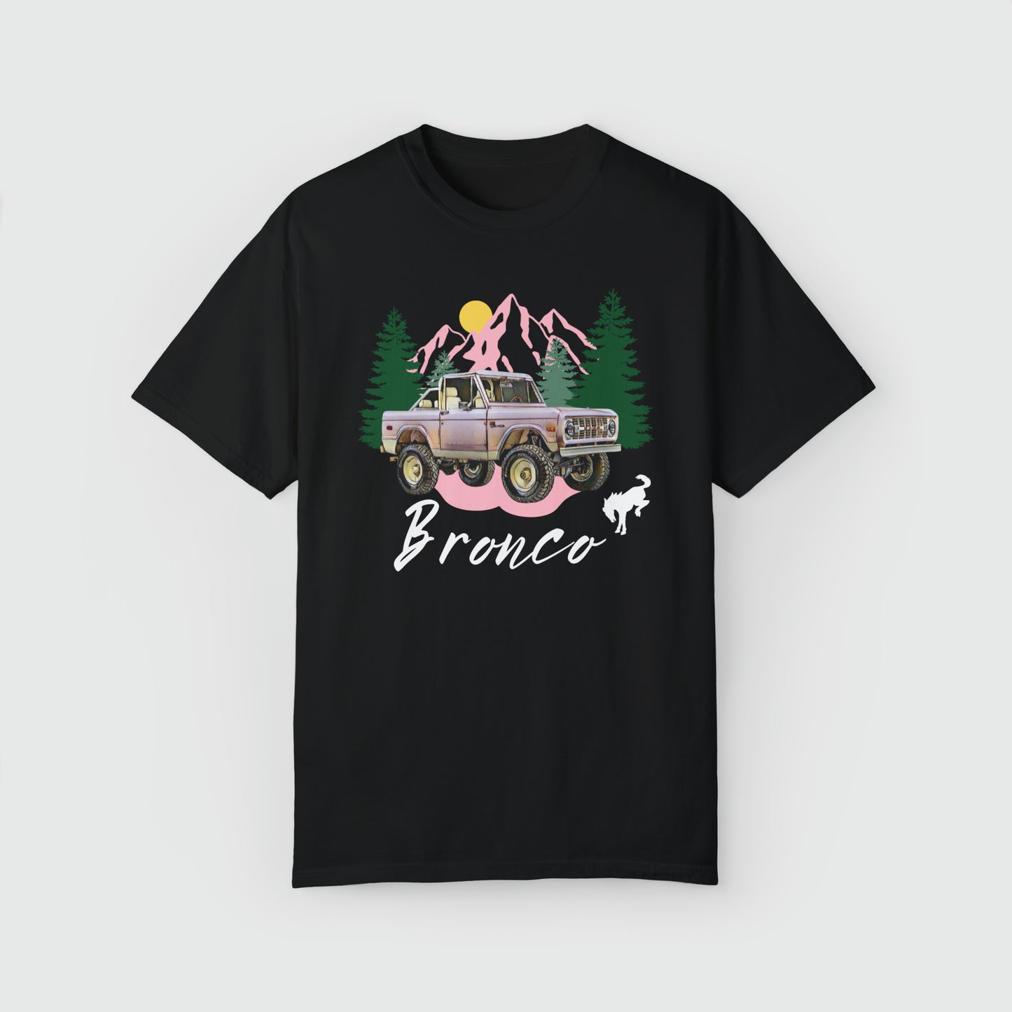 Ford Pink Bronco Vintage Tee Product Pic Front Black