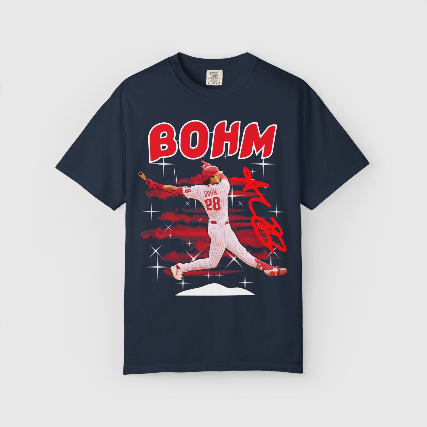 Alec Bohm Cartoon Tee Product Pic Navy