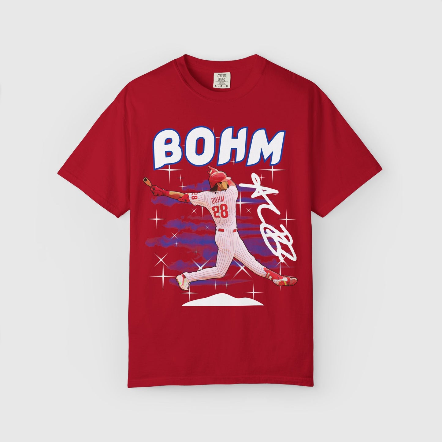 Alec Bohm Cartoon Tee Product Pic Red