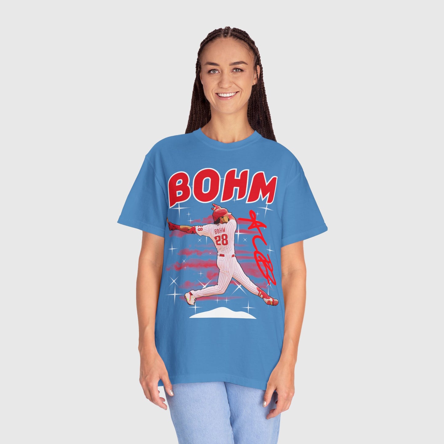 Alec Bohm Cartoon Tee Product Pic Royal Caribbean Female Model