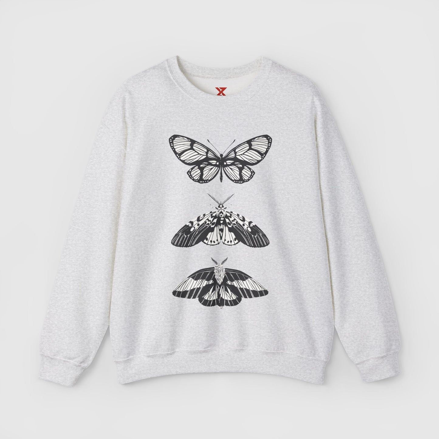 B & W Butterfly Crewneck Product Pic Ash