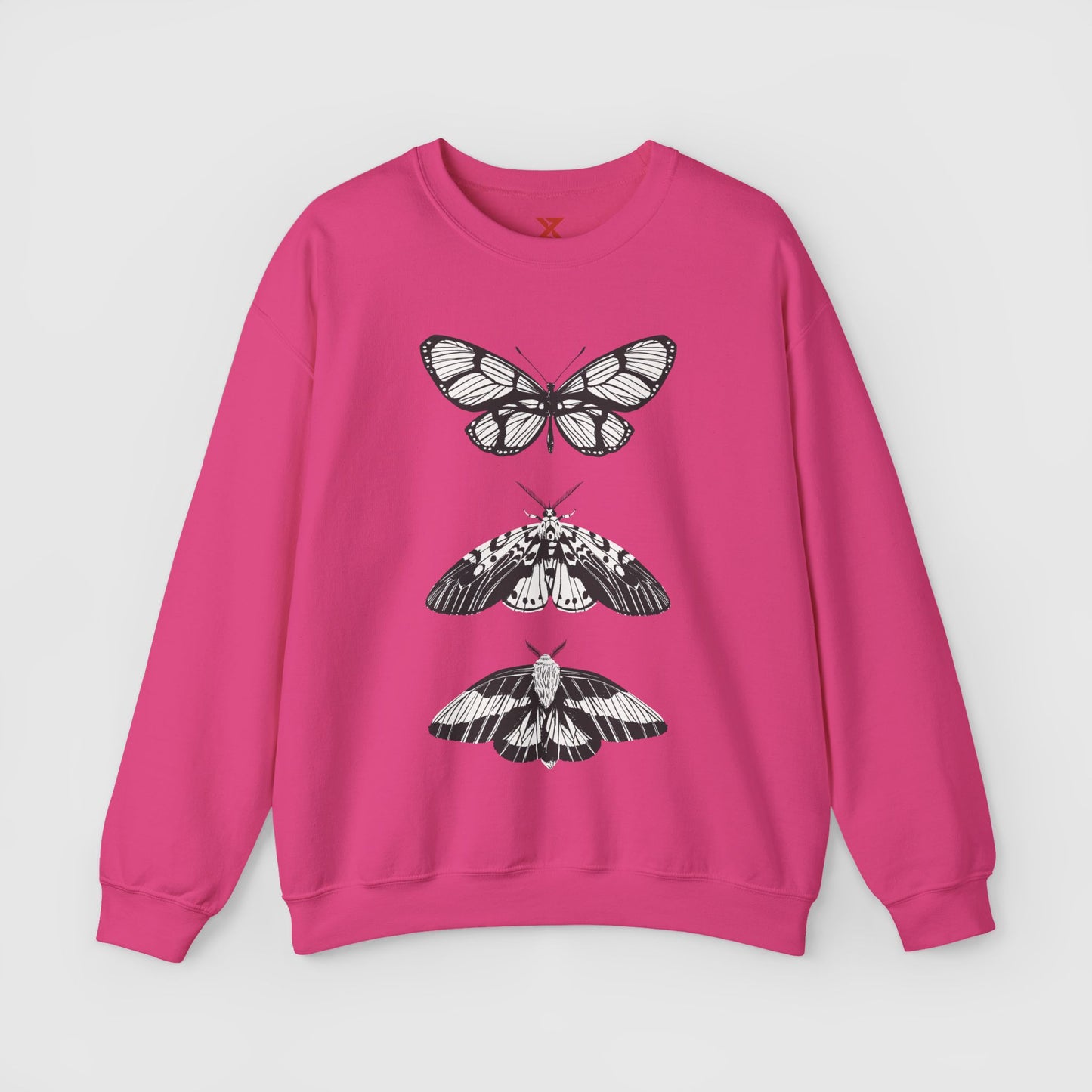 B & W Butterfly Crewneck Product Pic Heliconia