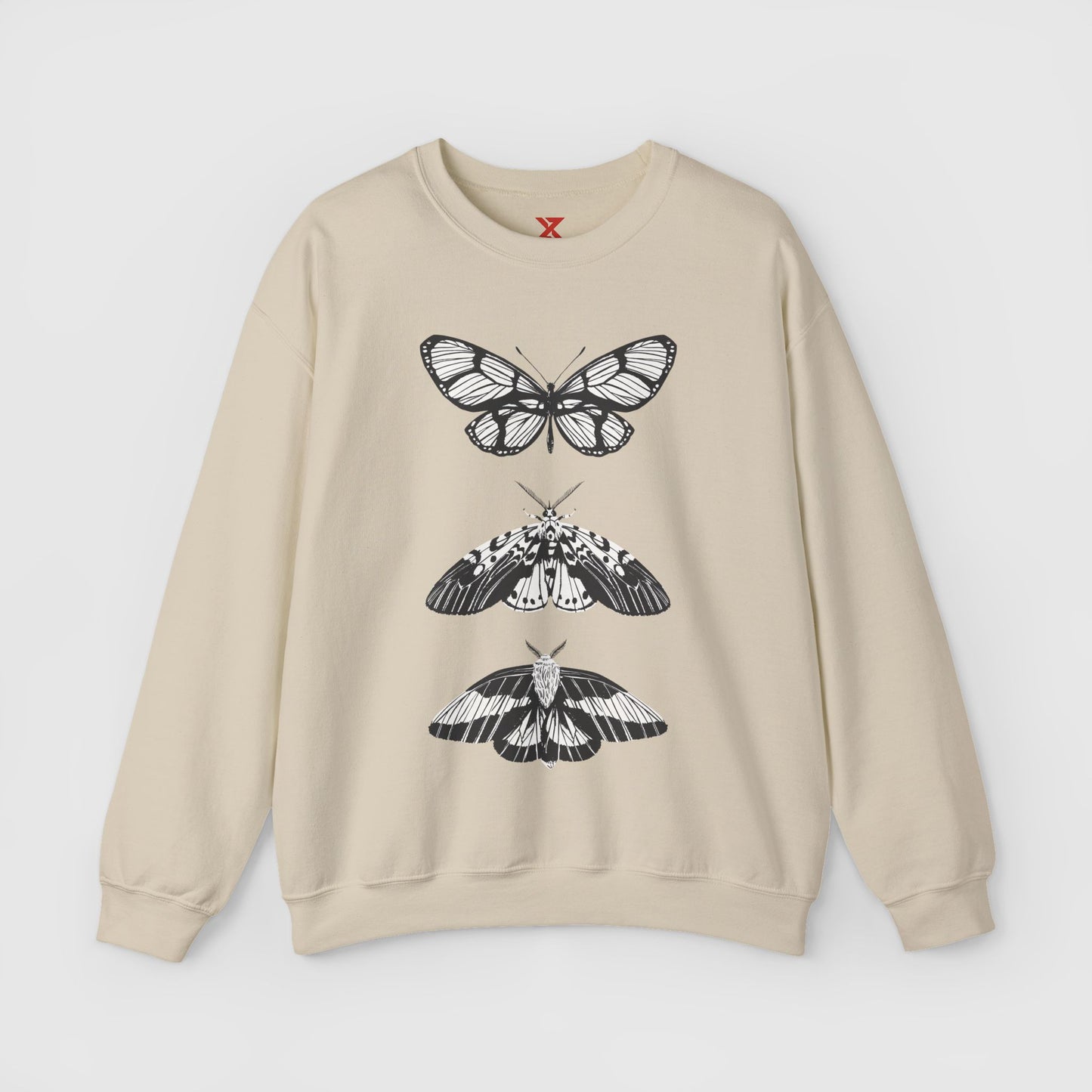 B & W Butterfly Crewneck Product Pic Sand