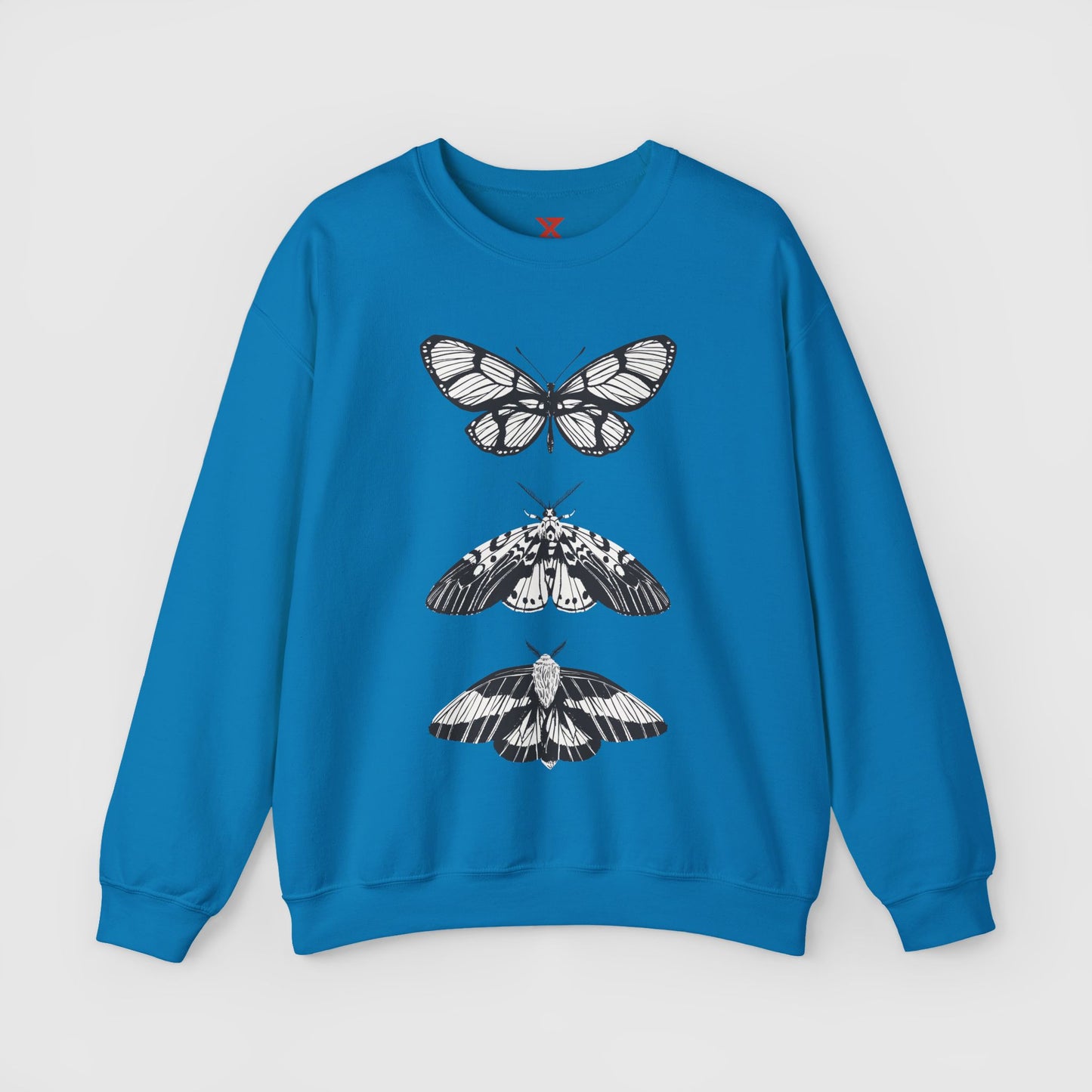 B & W Butterfly Crewneck Product Pic Sapphire