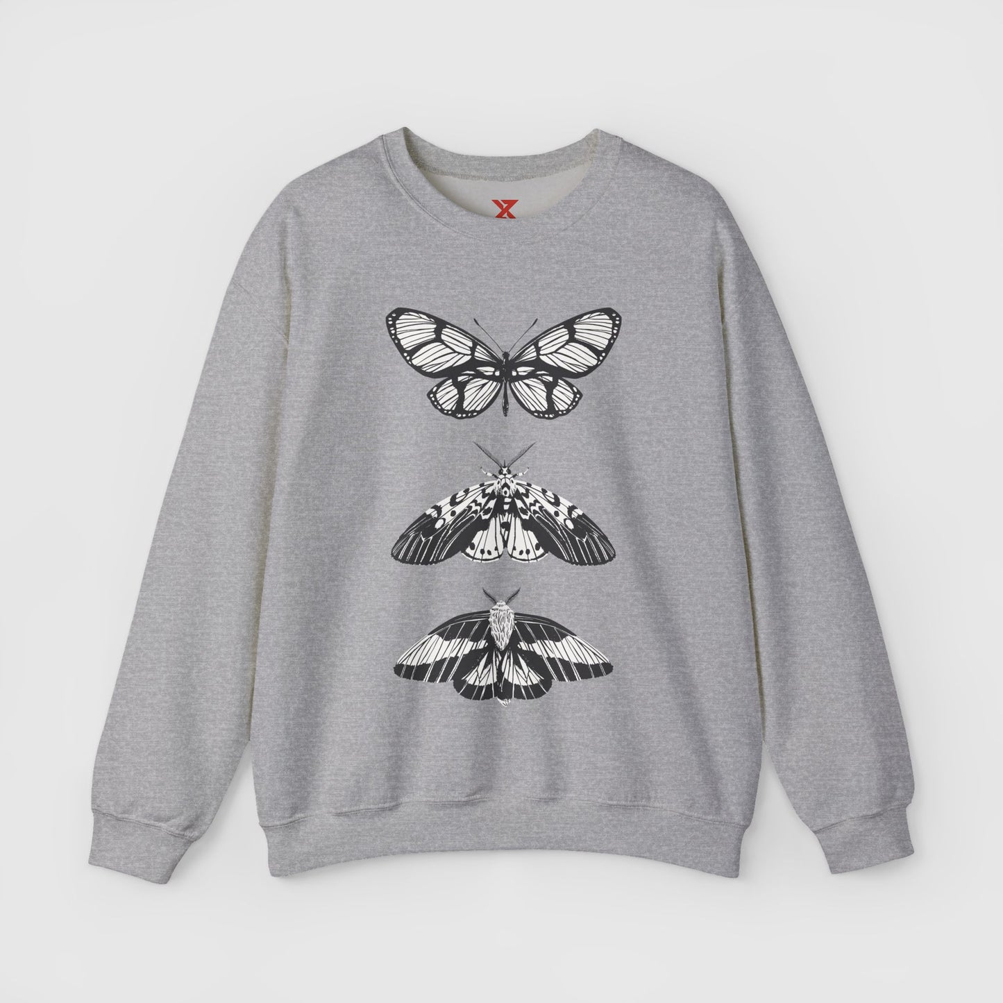 B & W Butterfly Crewneck Product Pic Sport Grey