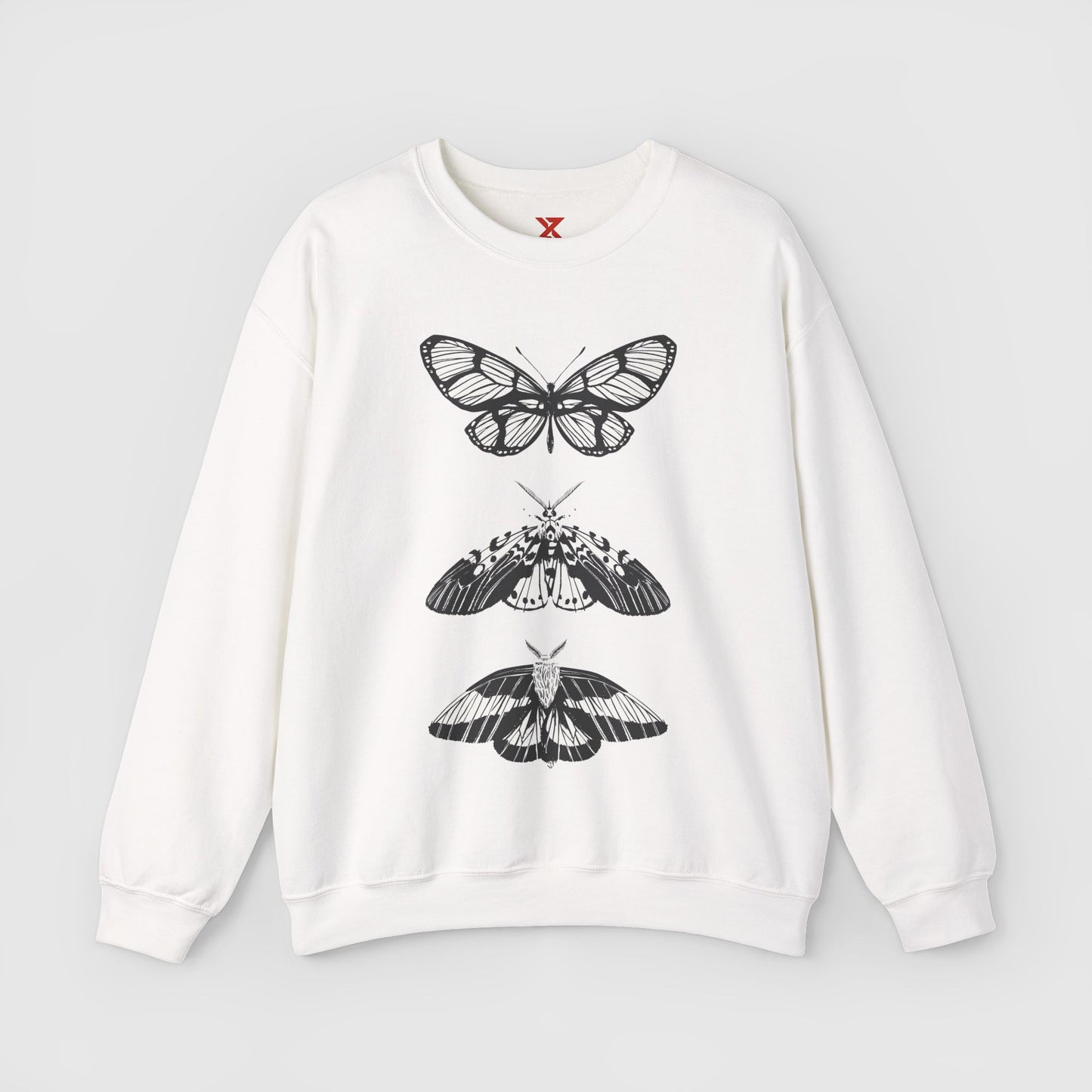 B & W Butterfly Crewneck Product Pic White