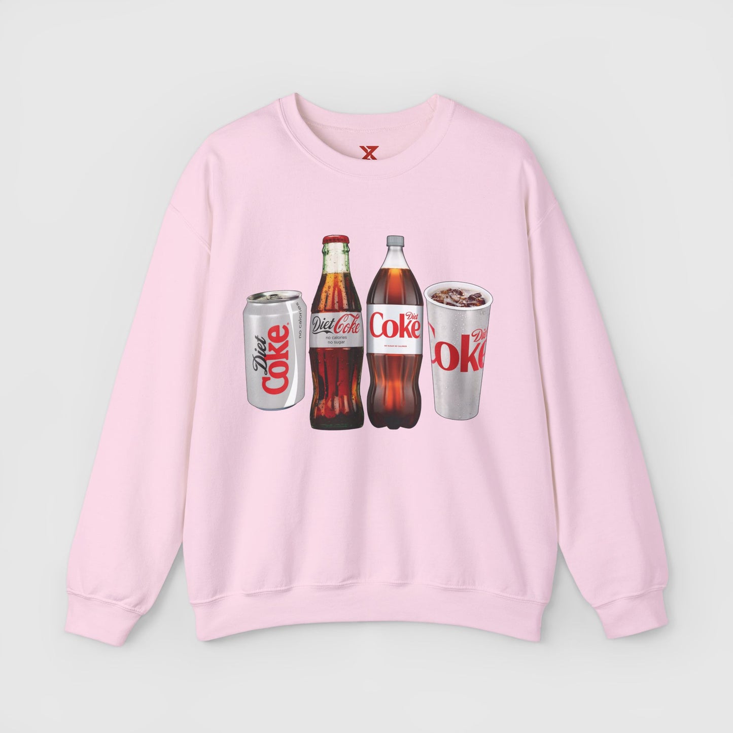 Diet Coke Crewneck Product Pic Front Light Pink