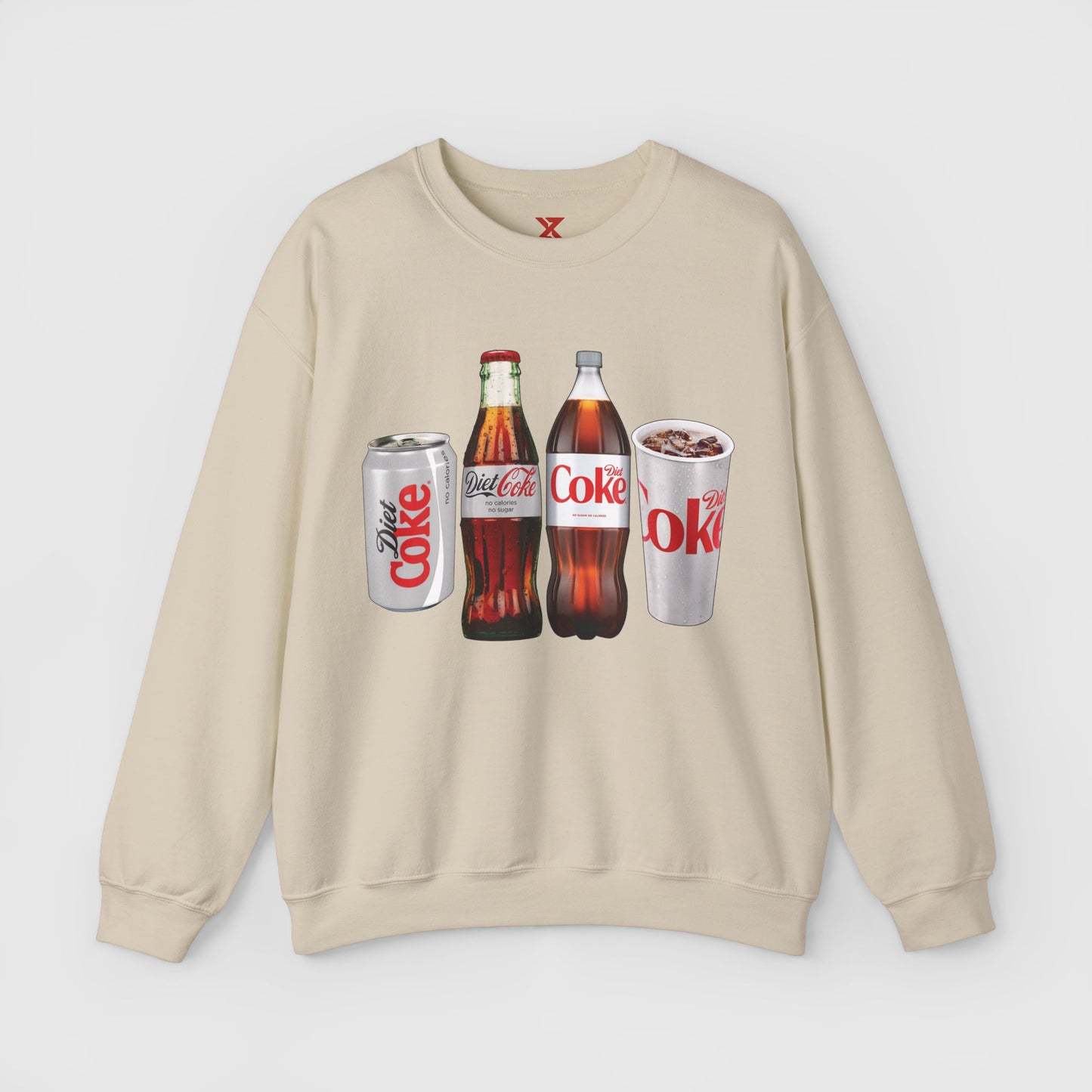 Diet Coke Crewneck Product Pic Front Sand