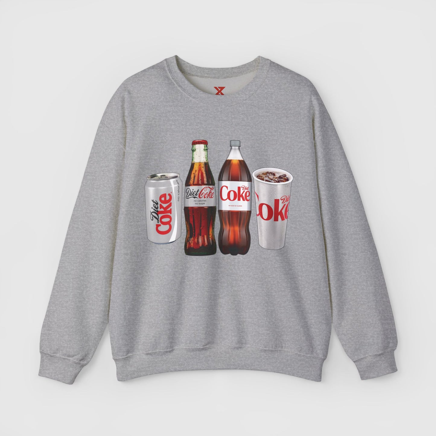 Diet Coke Crewneck Product Pic Front Sport Grey