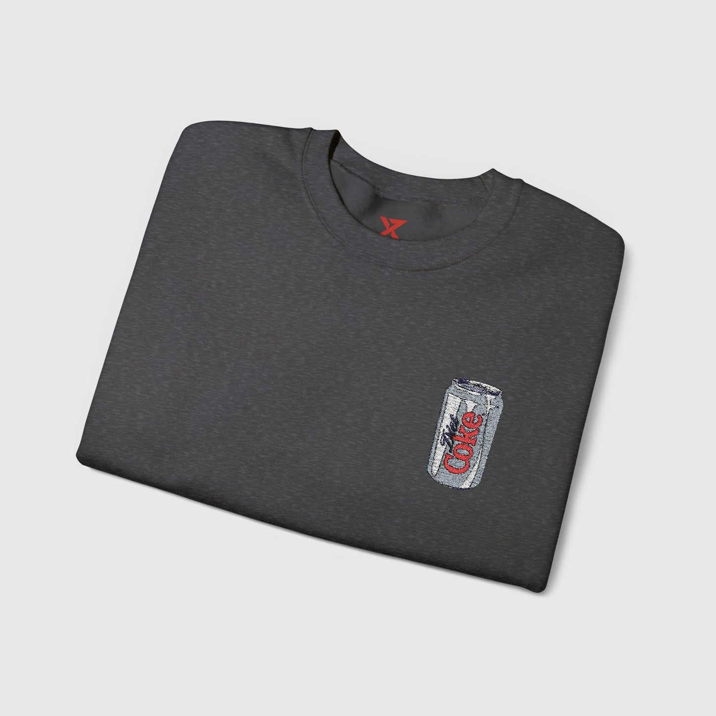 Diet Coke Embroidered Can Crewneck Folded Dark Gray