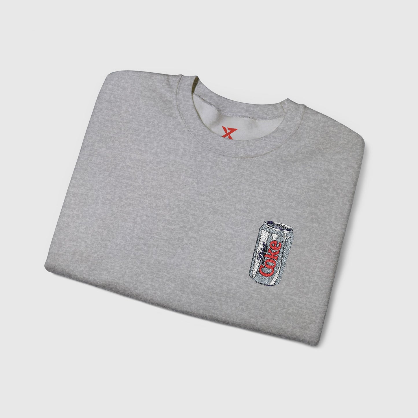 Diet Coke Embroidered Can Crewneck Folded Sport Gray