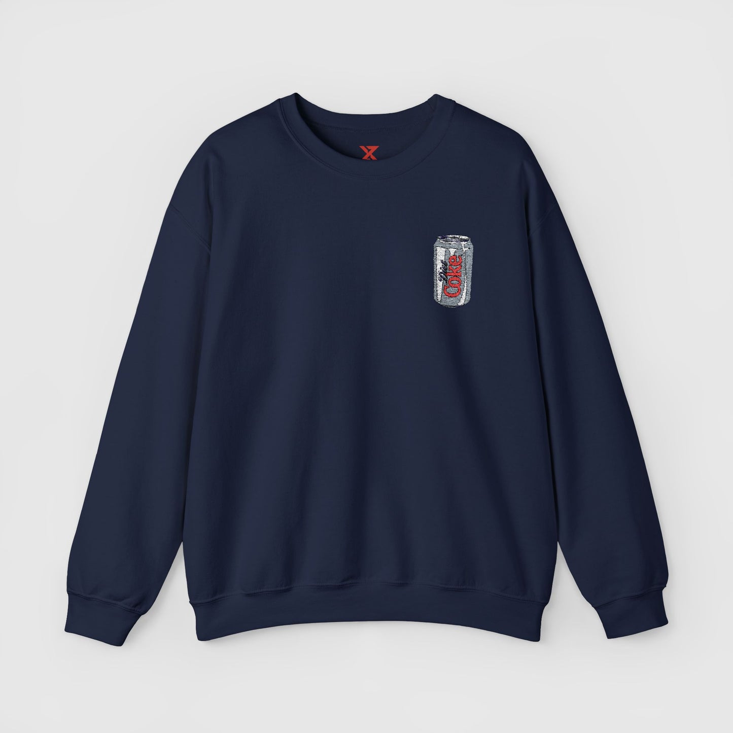 Diet Coke Embroidered Can Crewneck Front Navy