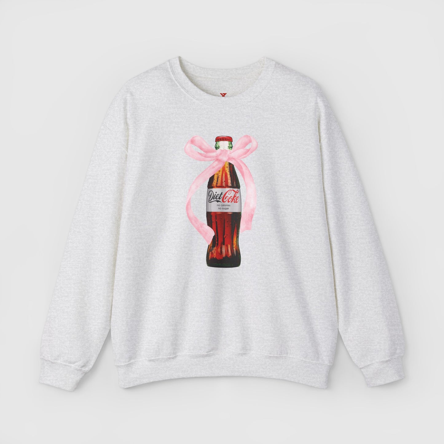 Diet Coke Pink Bow Crewneck Product Pic Front Ash