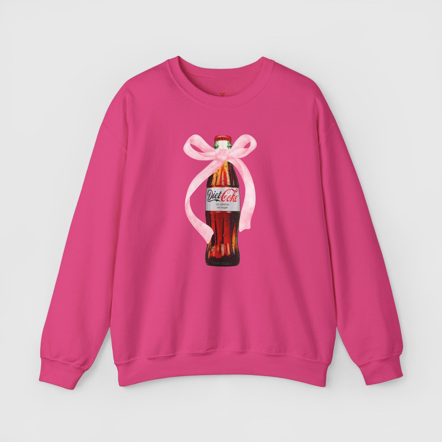 Diet Coke Pink Bow Crewneck Product Pic Front Heliconia