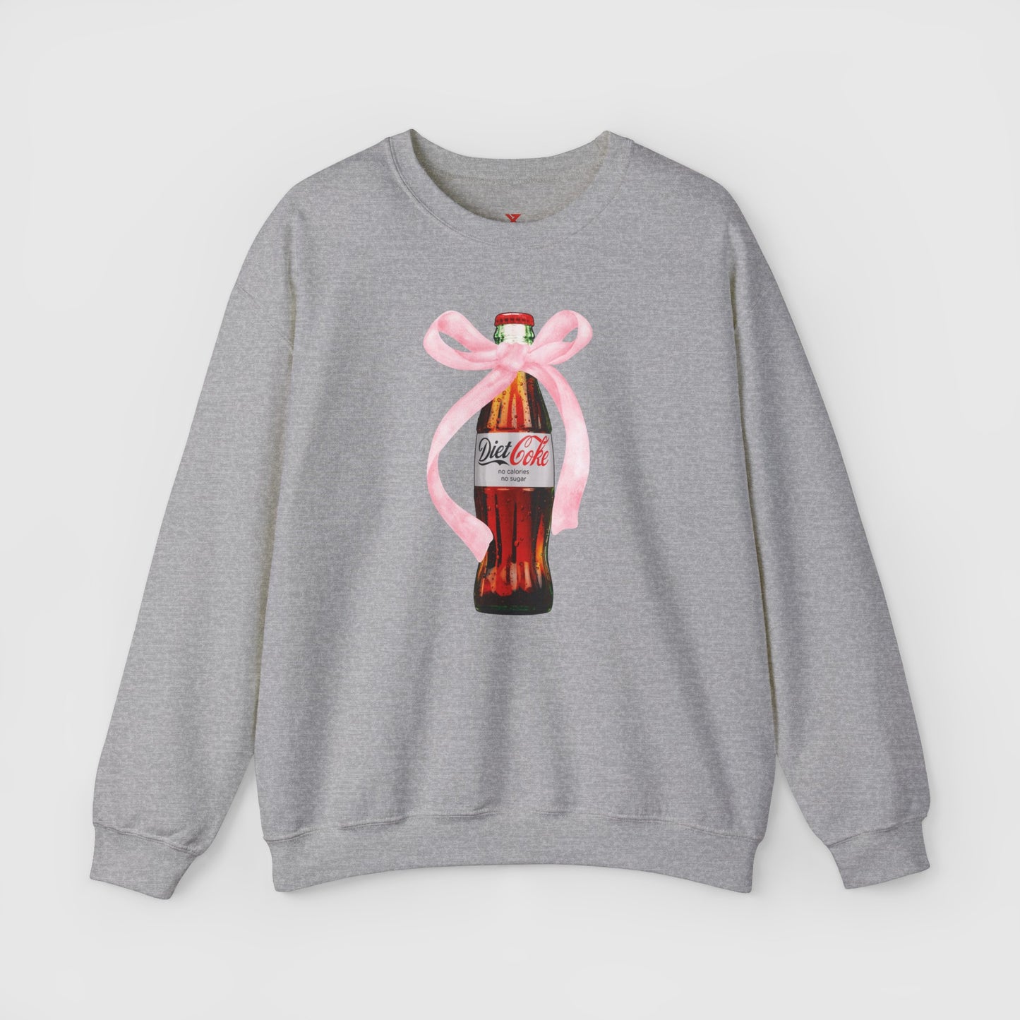Diet Coke Pink Bow Crewneck Product Pic Front Sport Grey