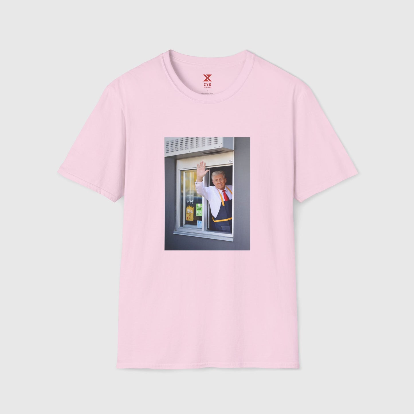Donald Trump McDonald's Tee Product Pic Light Pink