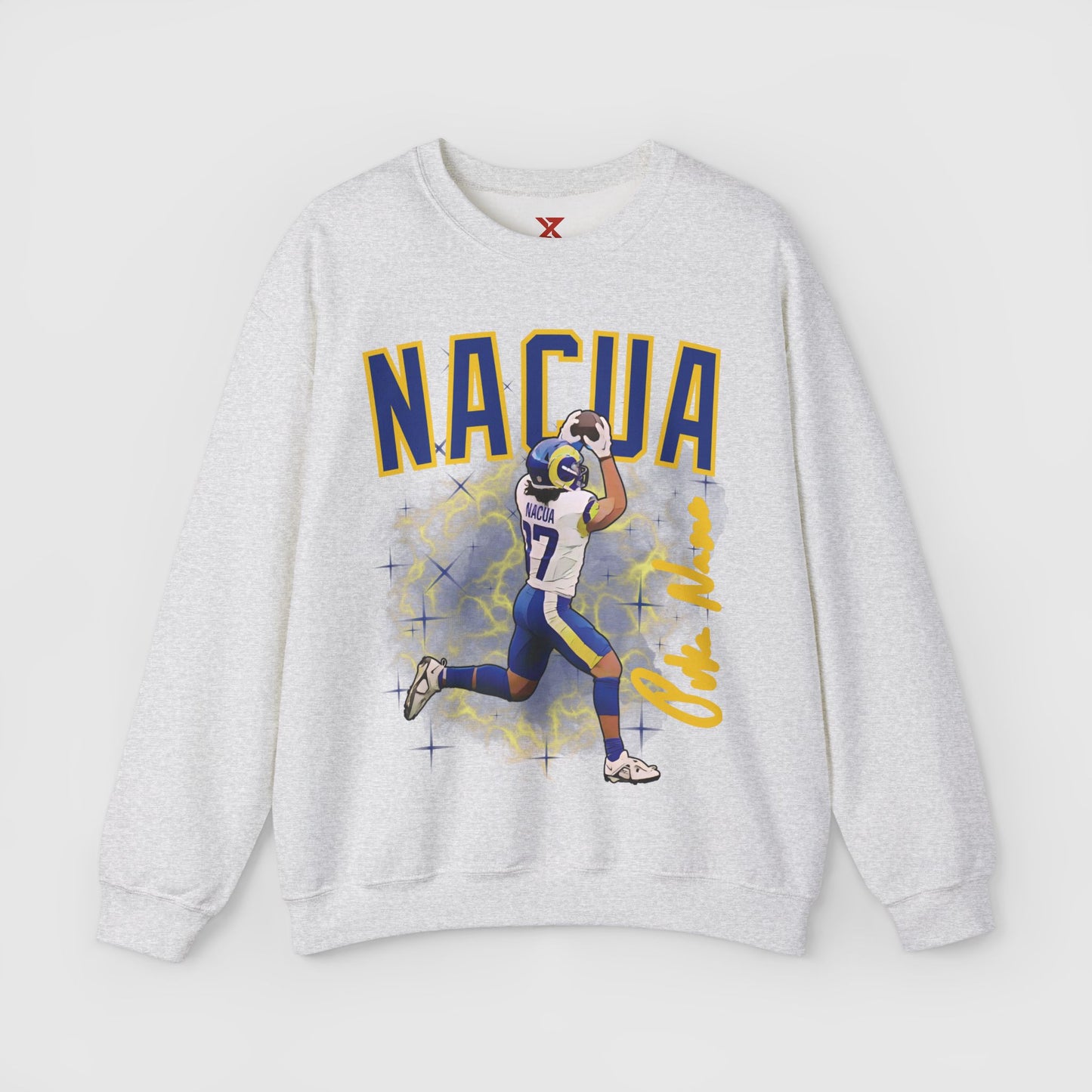 Puka Nacua Cartoon Sig Crewneck Product Pic Ash