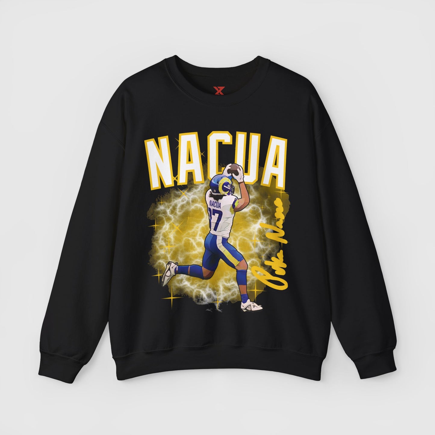 Puka Nacua Cartoon Sig Crewneck Product Pic Black