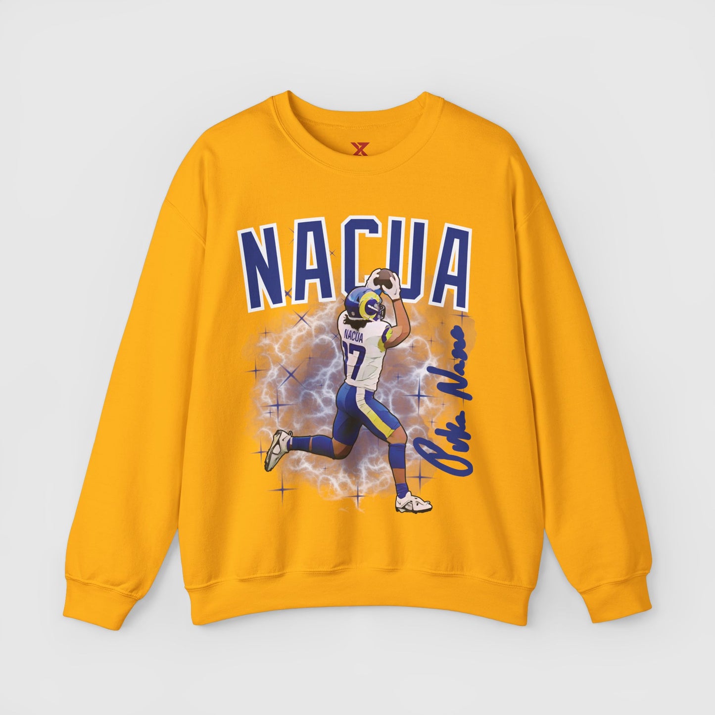 Puka Nacua Cartoon Sig Crewneck Product Pic Gold