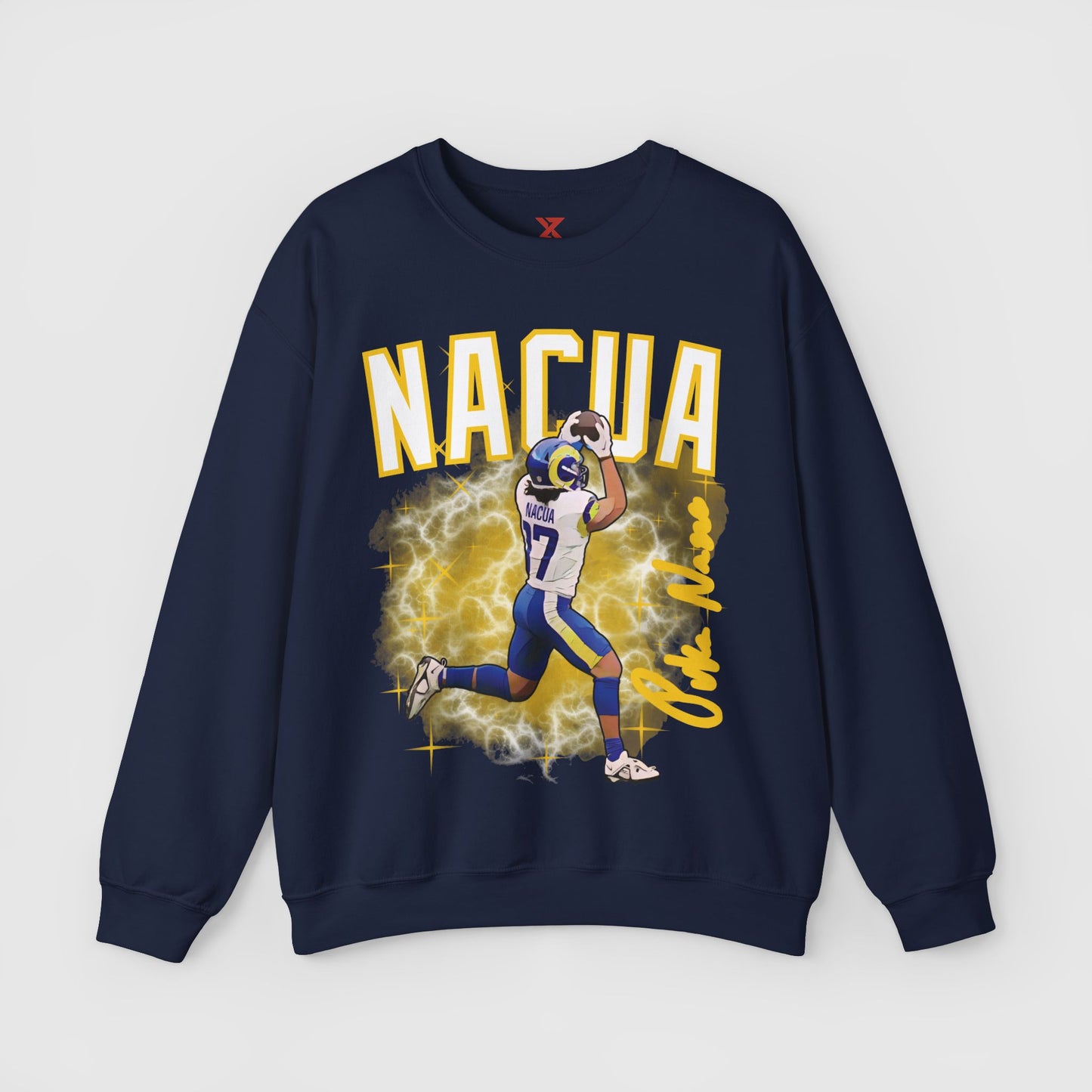 Puka Nacua Cartoon Sig Crewneck Product Pic Navy