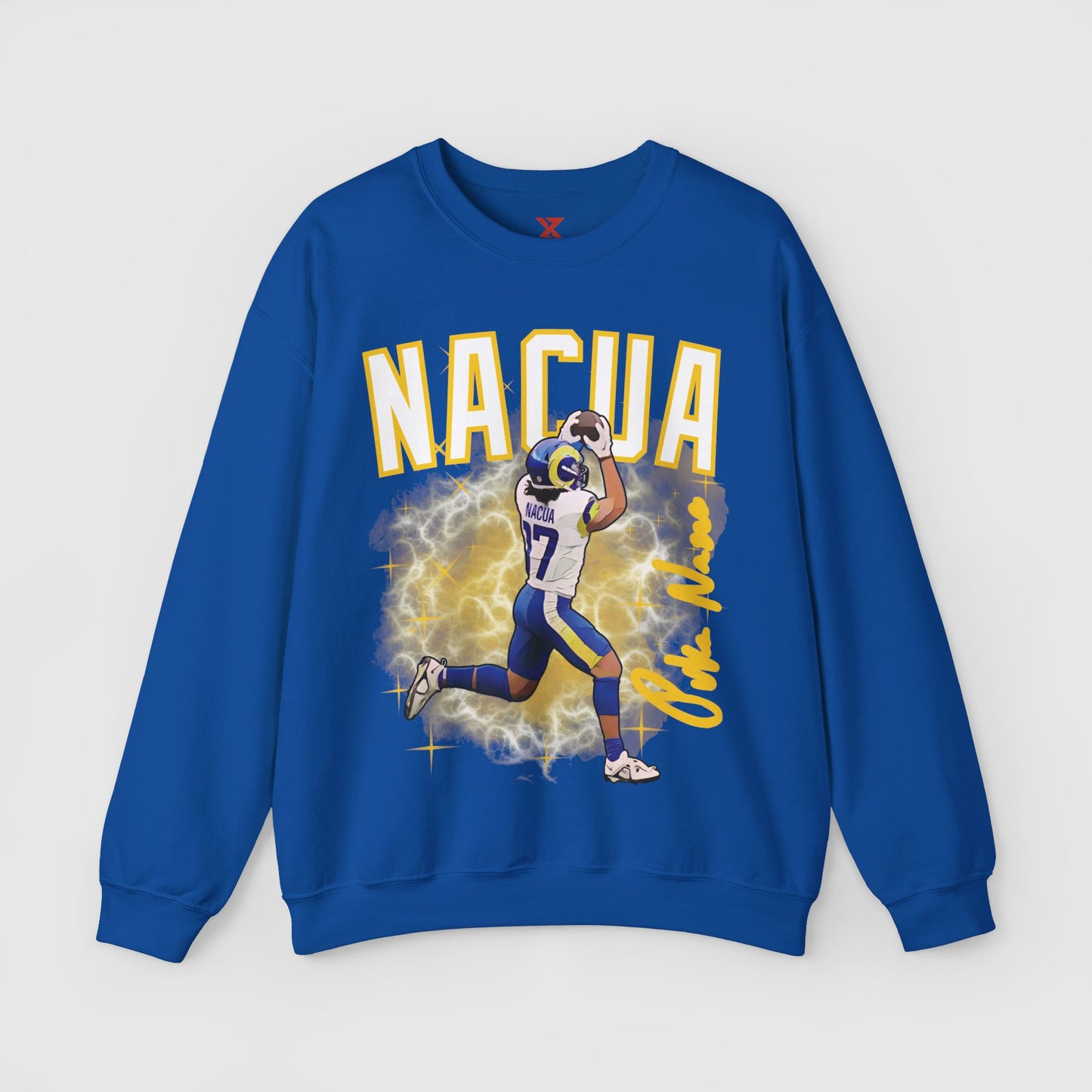 Puka Nacua Cartoon Sig Crewneck Product Pic Royal