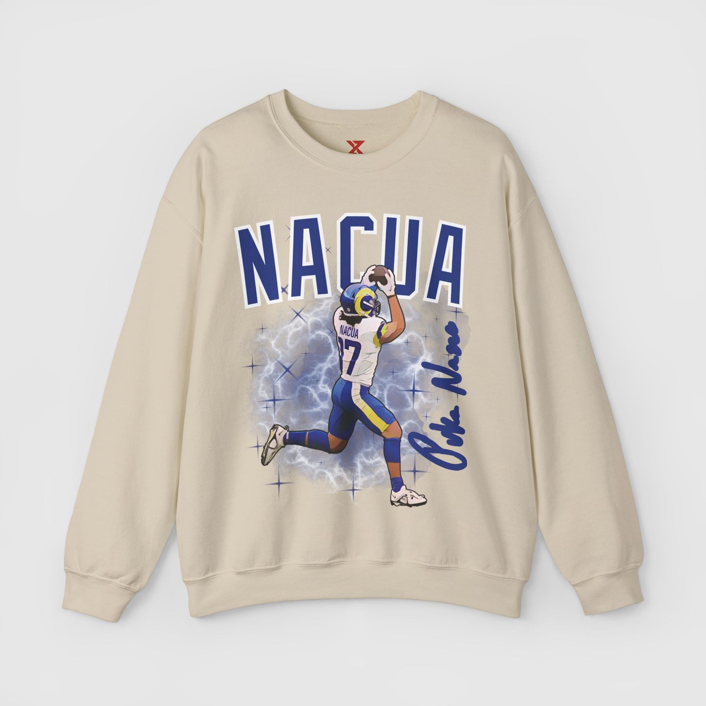 Puka Nacua Cartoon Sig Crewneck Product Pic Sand