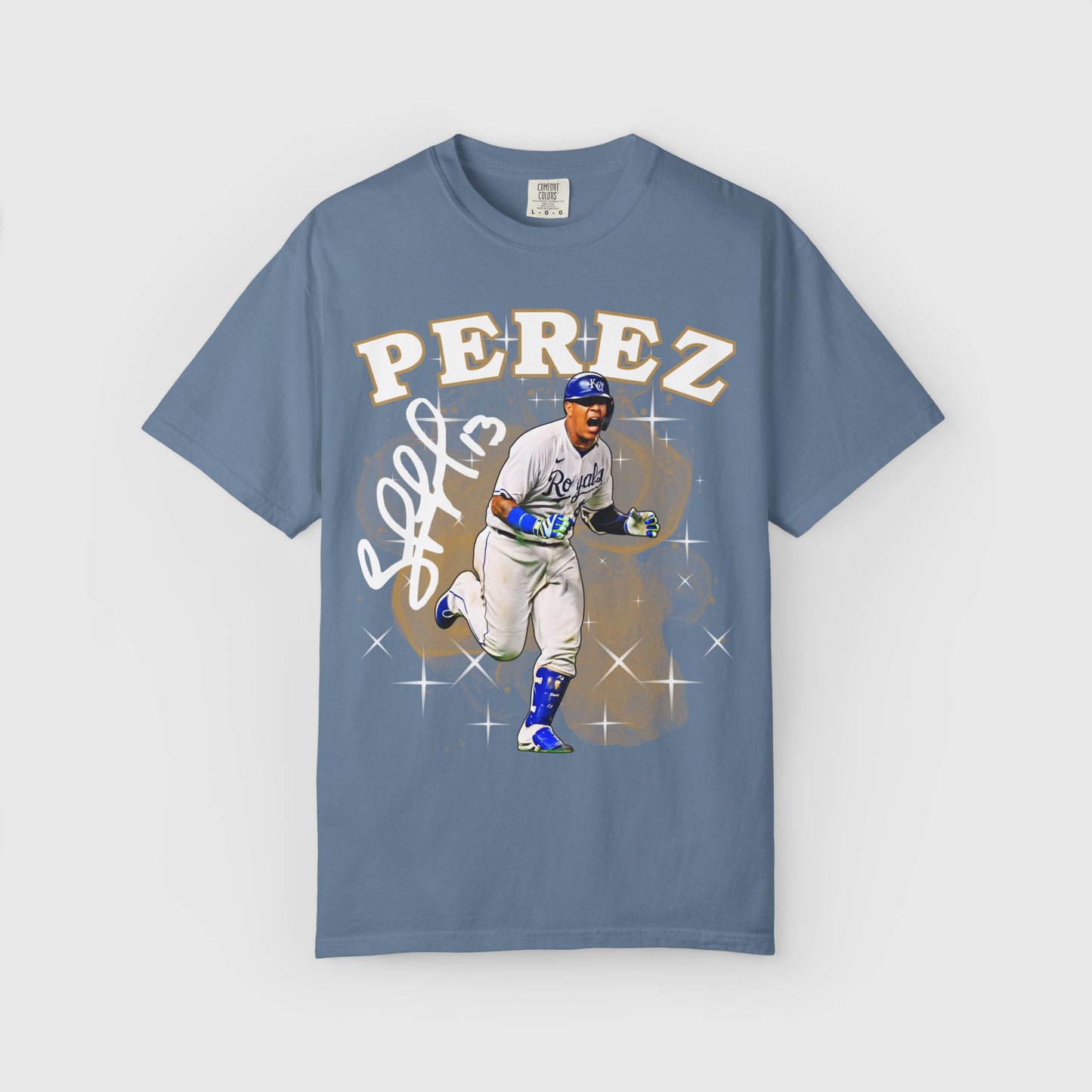 Salvador Perez Signature Tee Product Pic Blue Jean
