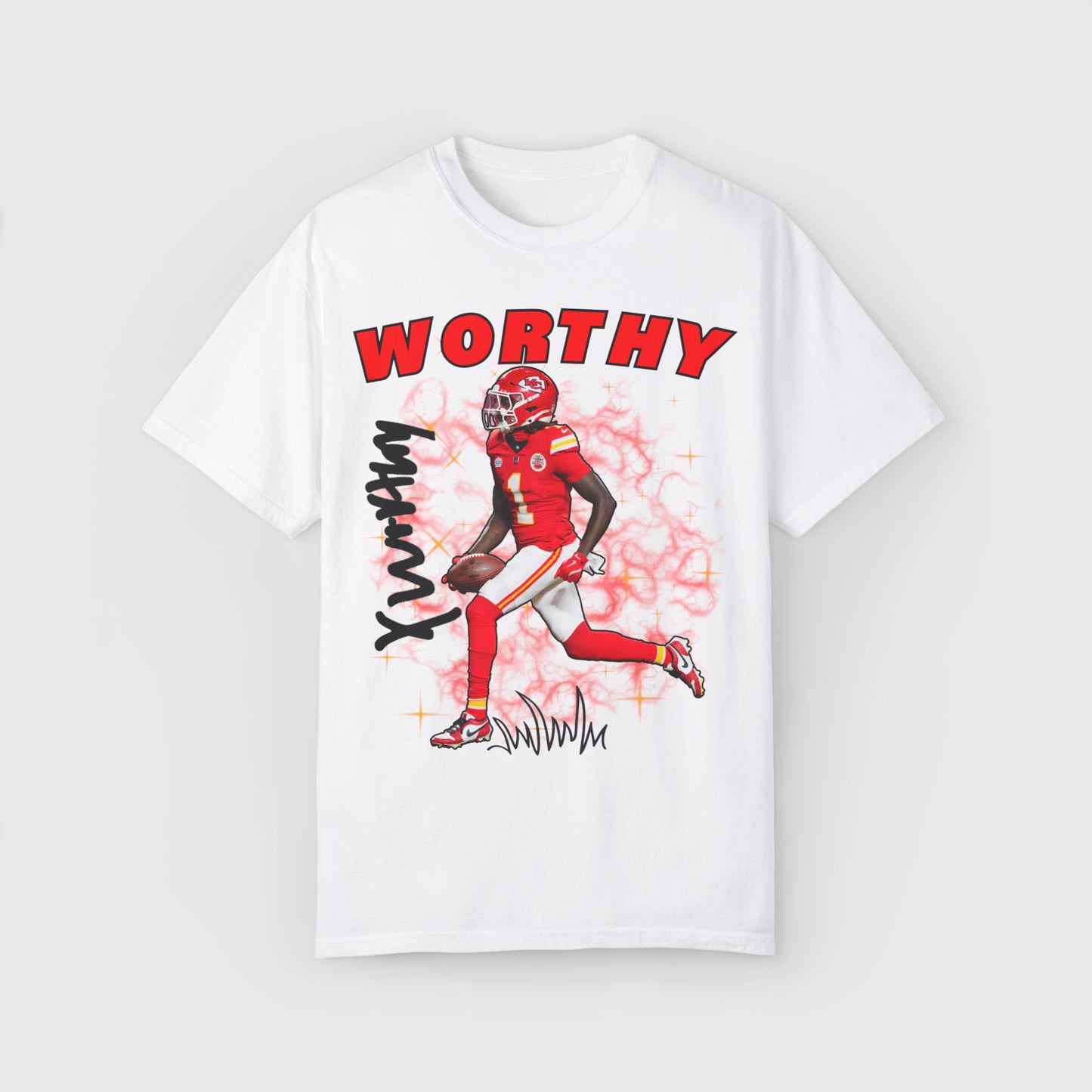 Xavier Worthy Signature Tee Product Pic Front White