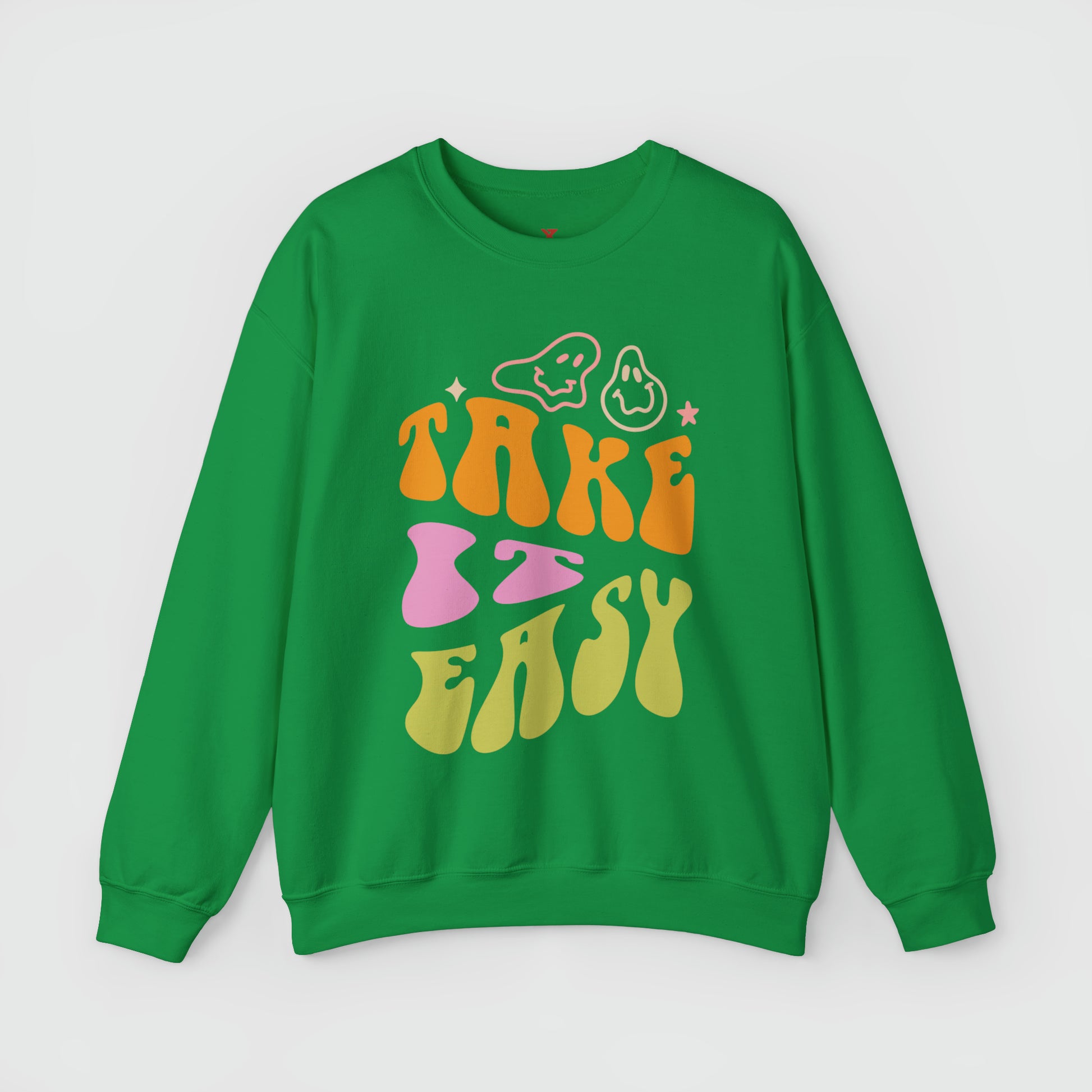 Take It Easy Crewneck Product Pic Front Irish Green
