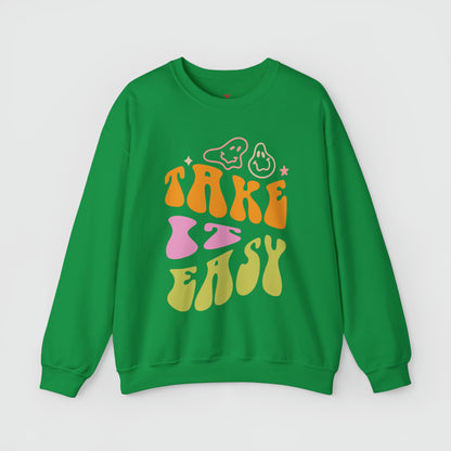 Take It Easy Crewneck Product Pic Front Irish Green