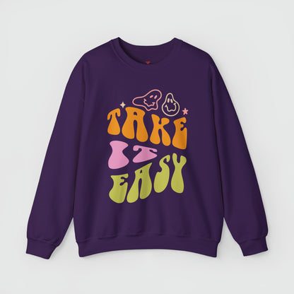 Take It Easy Crewneck Product Pic Front Purple