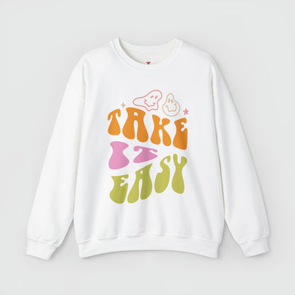 Take It Easy Crewneck Product Pic Front White