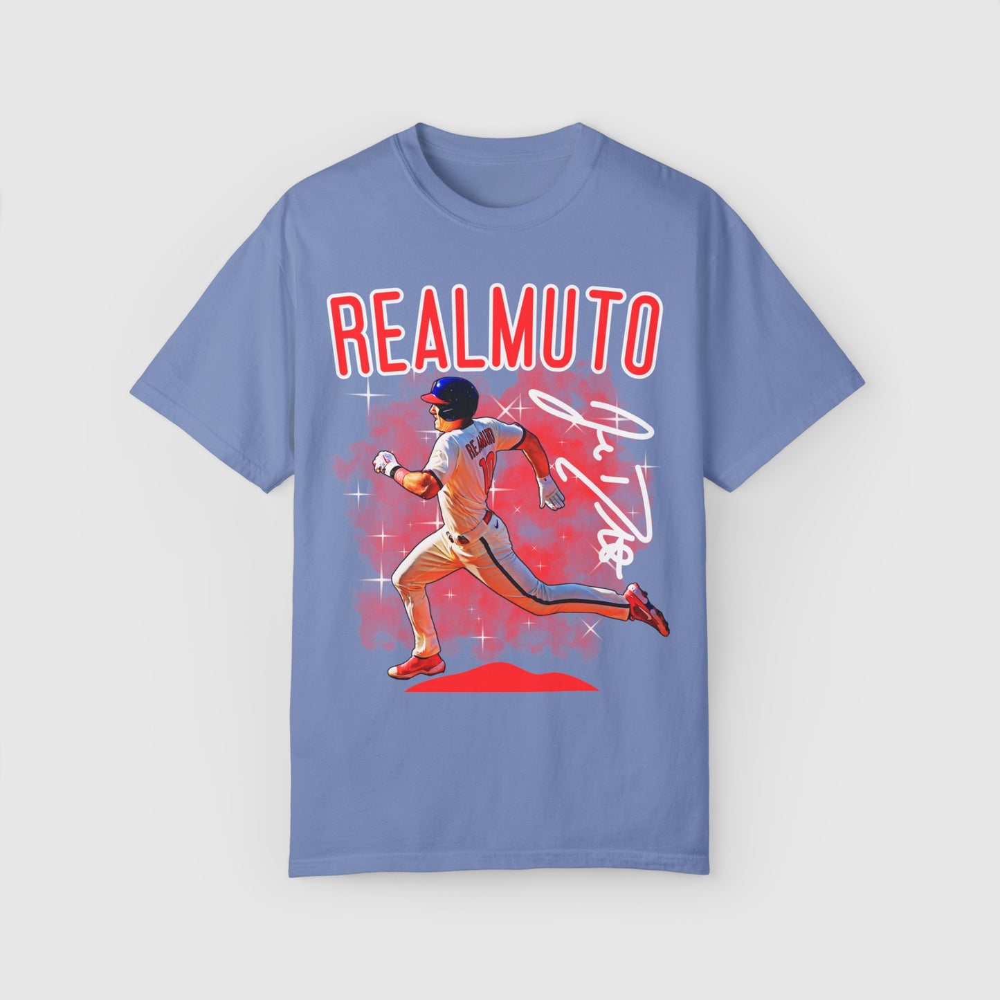 J.T. Realmuto Signature Tee Product Pic Front Washed Denim